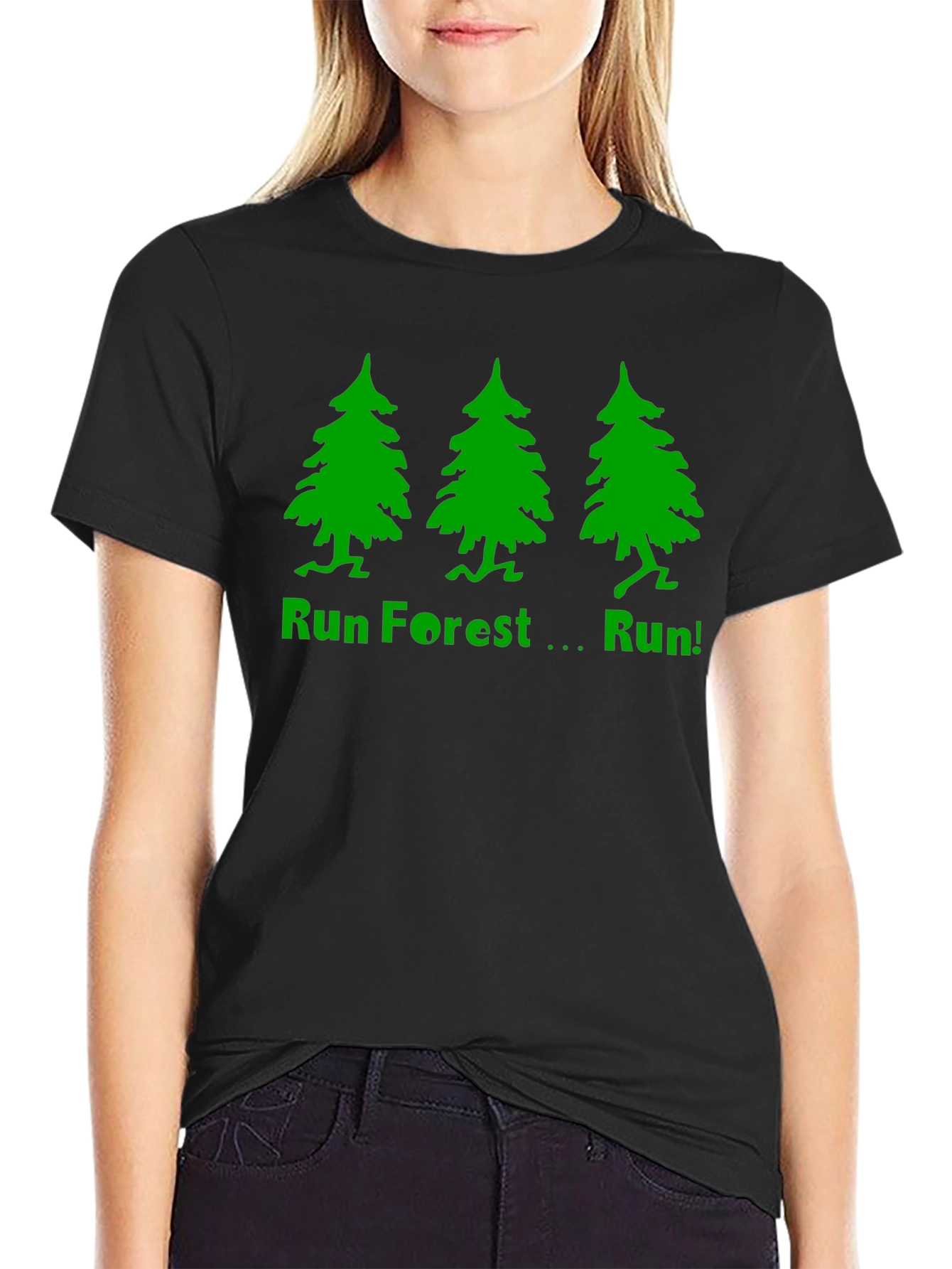 Run Forest Run T-Shirt - Black Cotton Tee