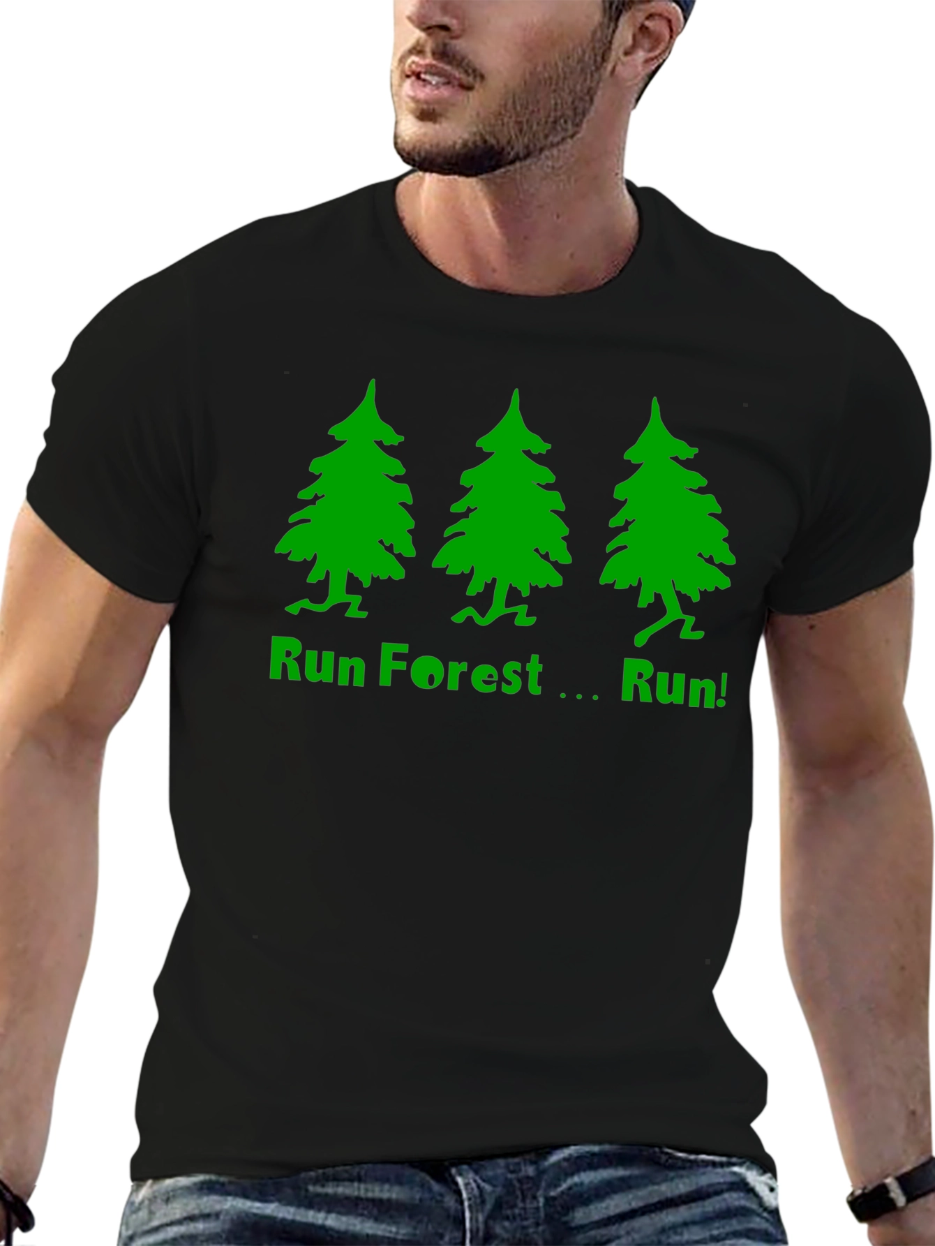 Run Forest Run T-Shirt - Black Cotton Tee
