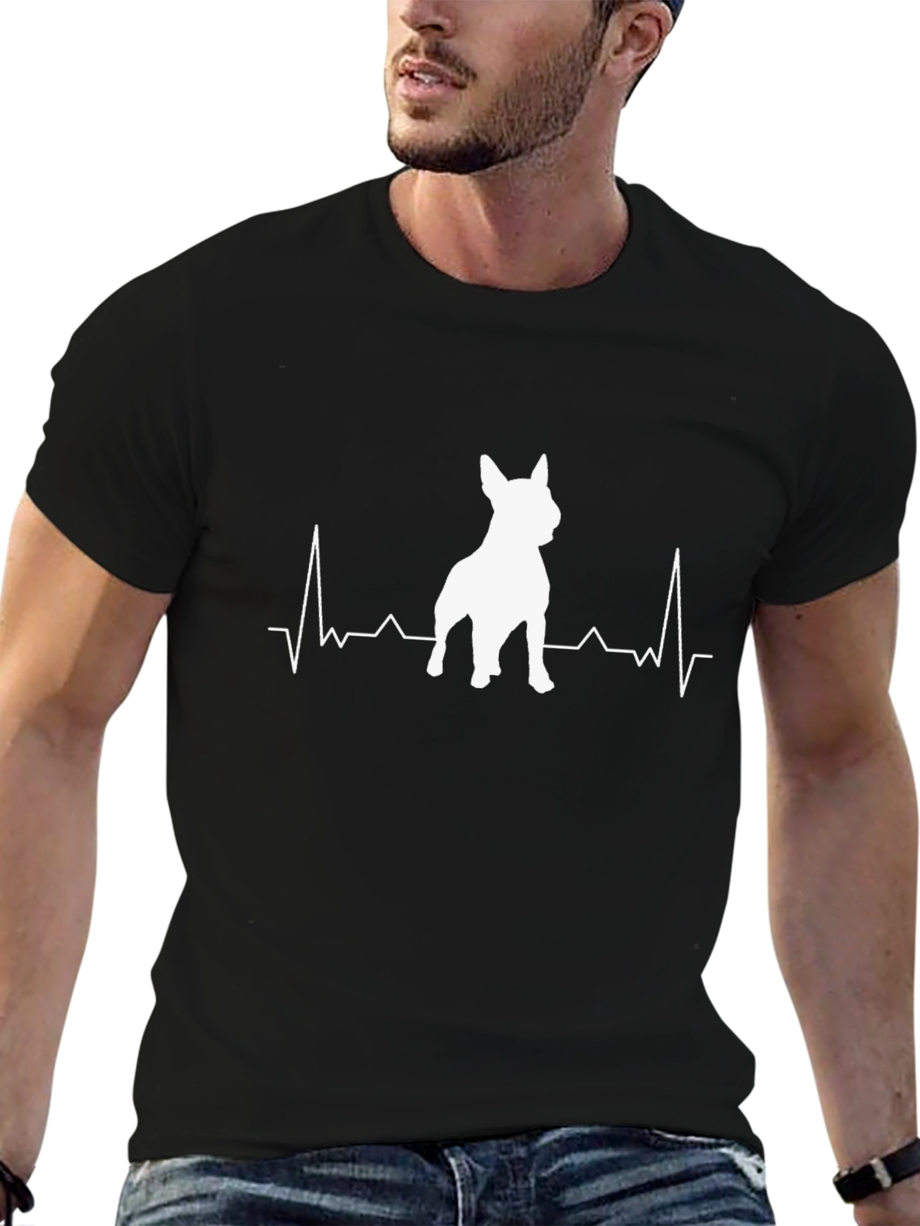 Dog Heartbeat Graphic Tee - Black Cotton