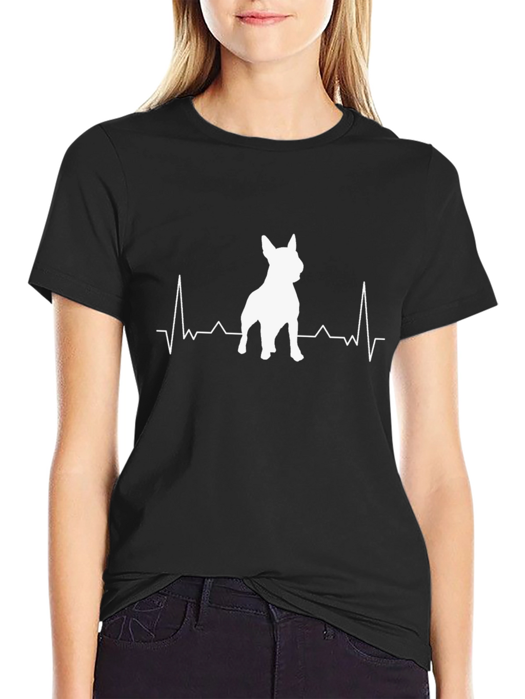 Dog Heartbeat Graphic Tee - Black Cotton