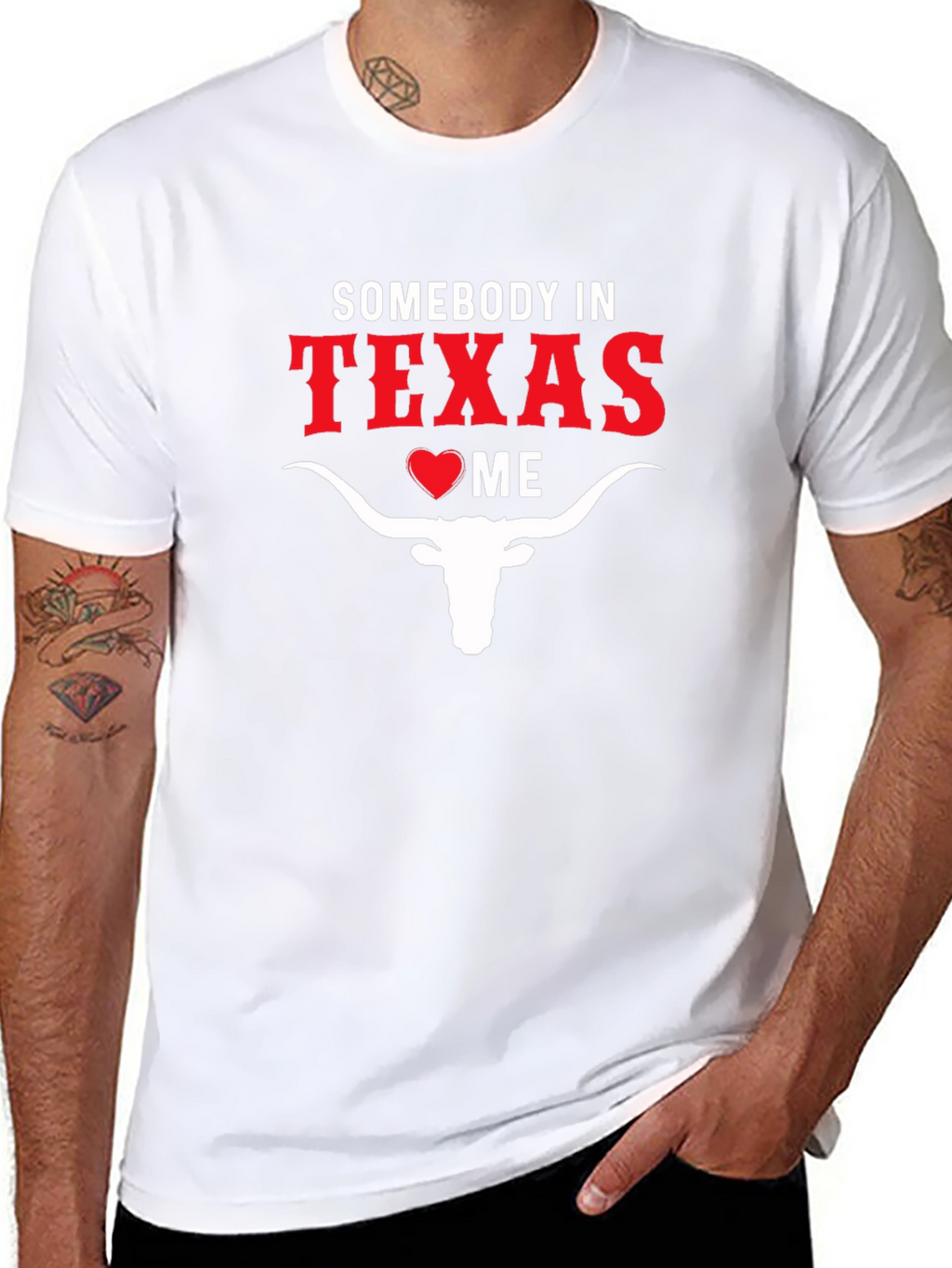 Somebody in Texas Loves Me Black Cotton T-Shirt