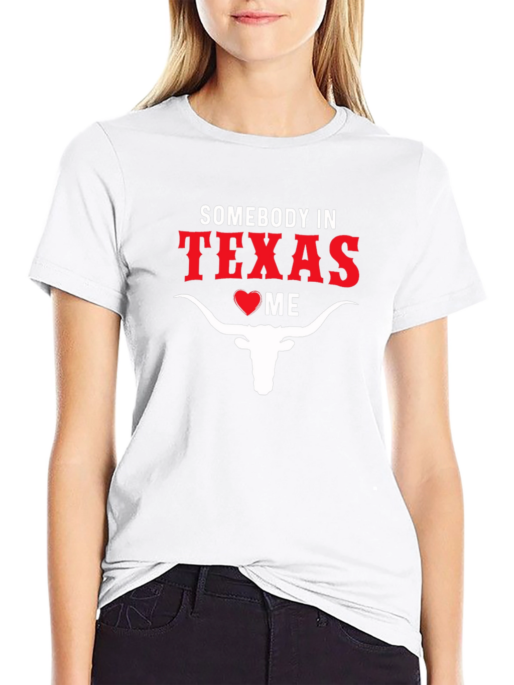 Somebody in Texas Loves Me Black Cotton T-Shirt