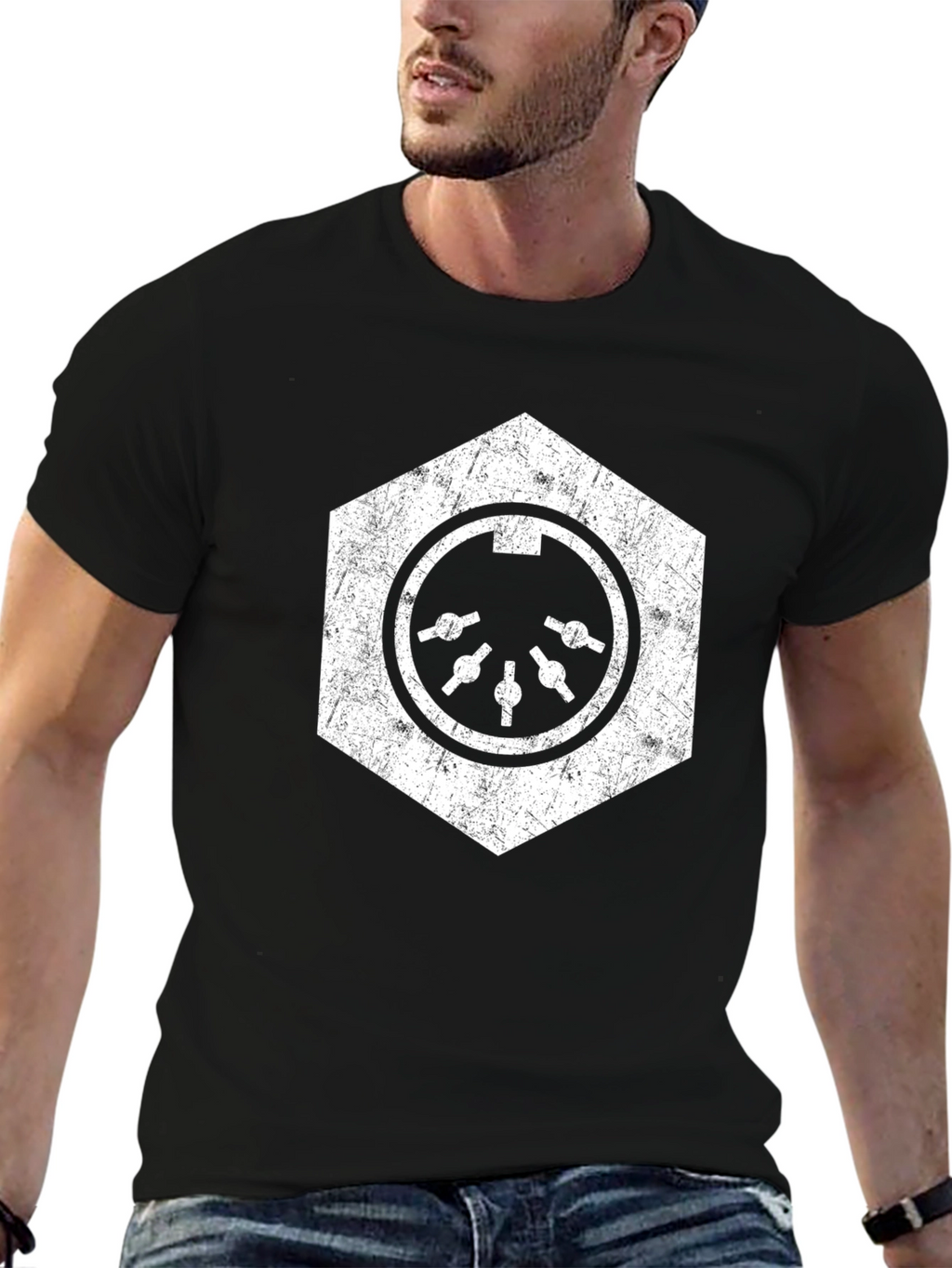 Hexagon MIDI Port Black T-Shirt