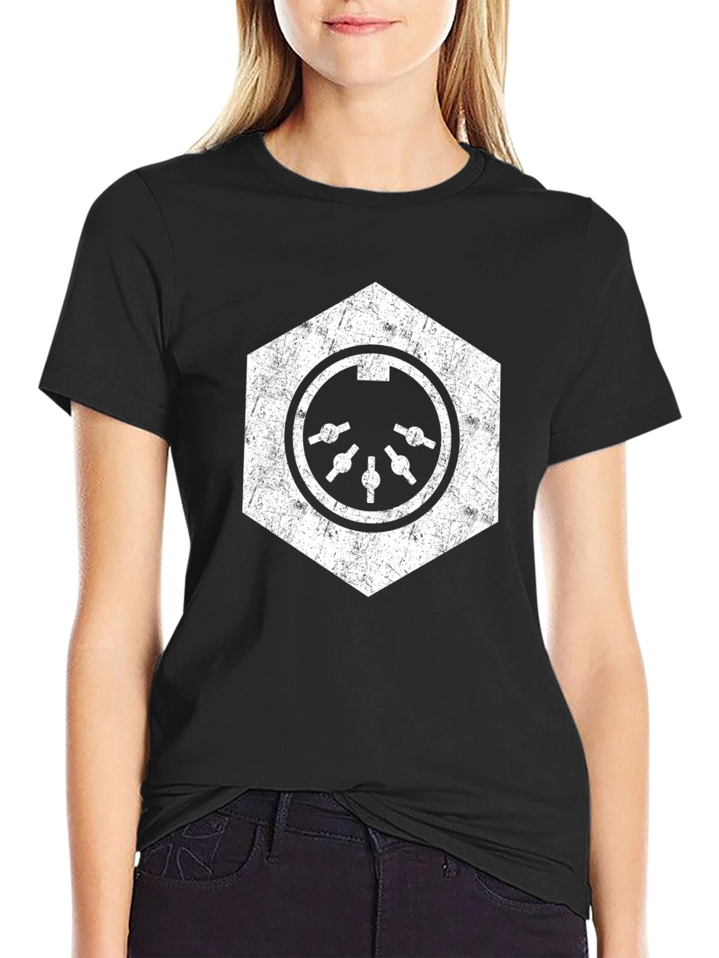 Hexagon MIDI Port Black T-Shirt