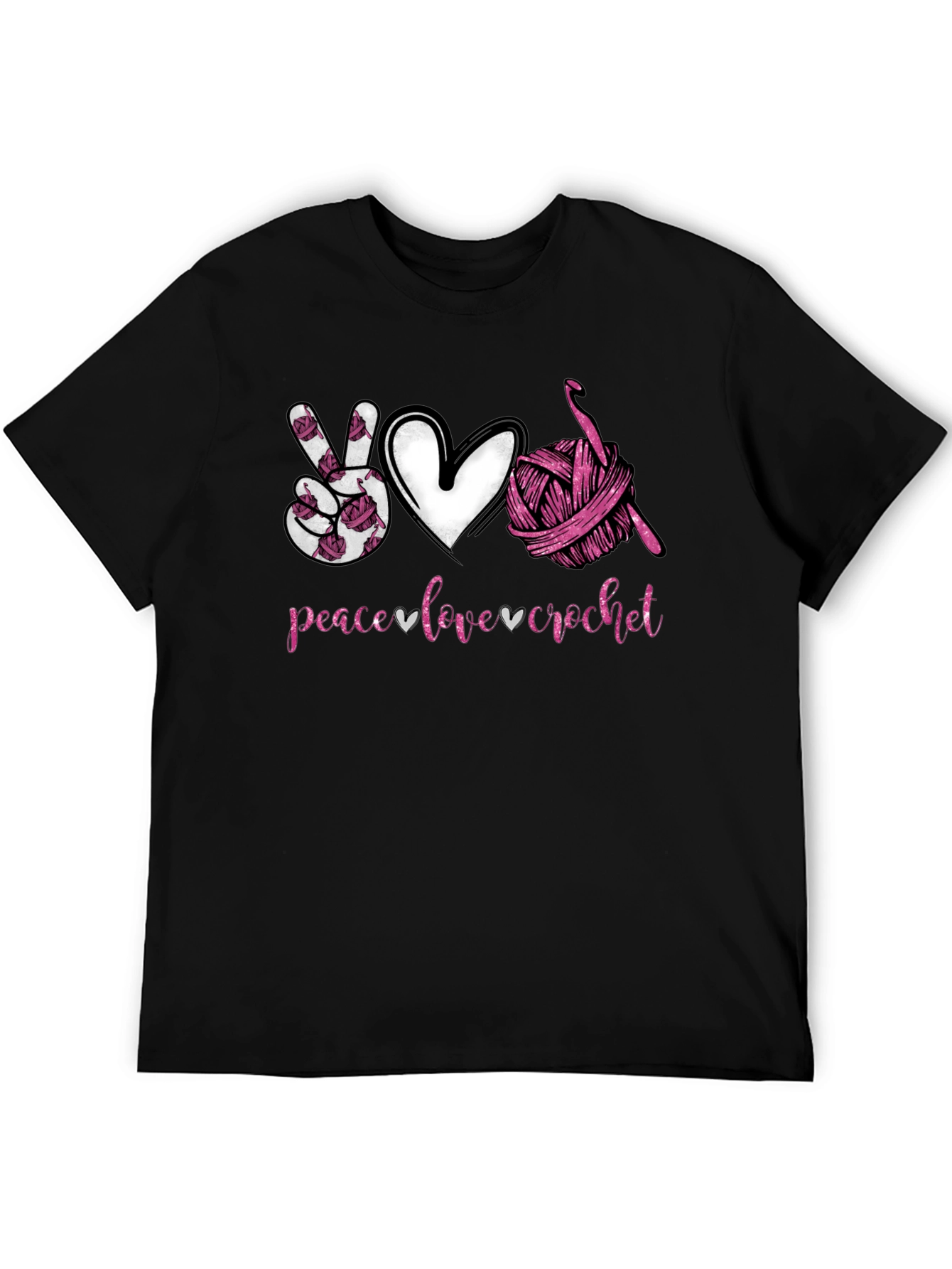 Peace Love Crochet T-Shirt - Hobbyist Gift