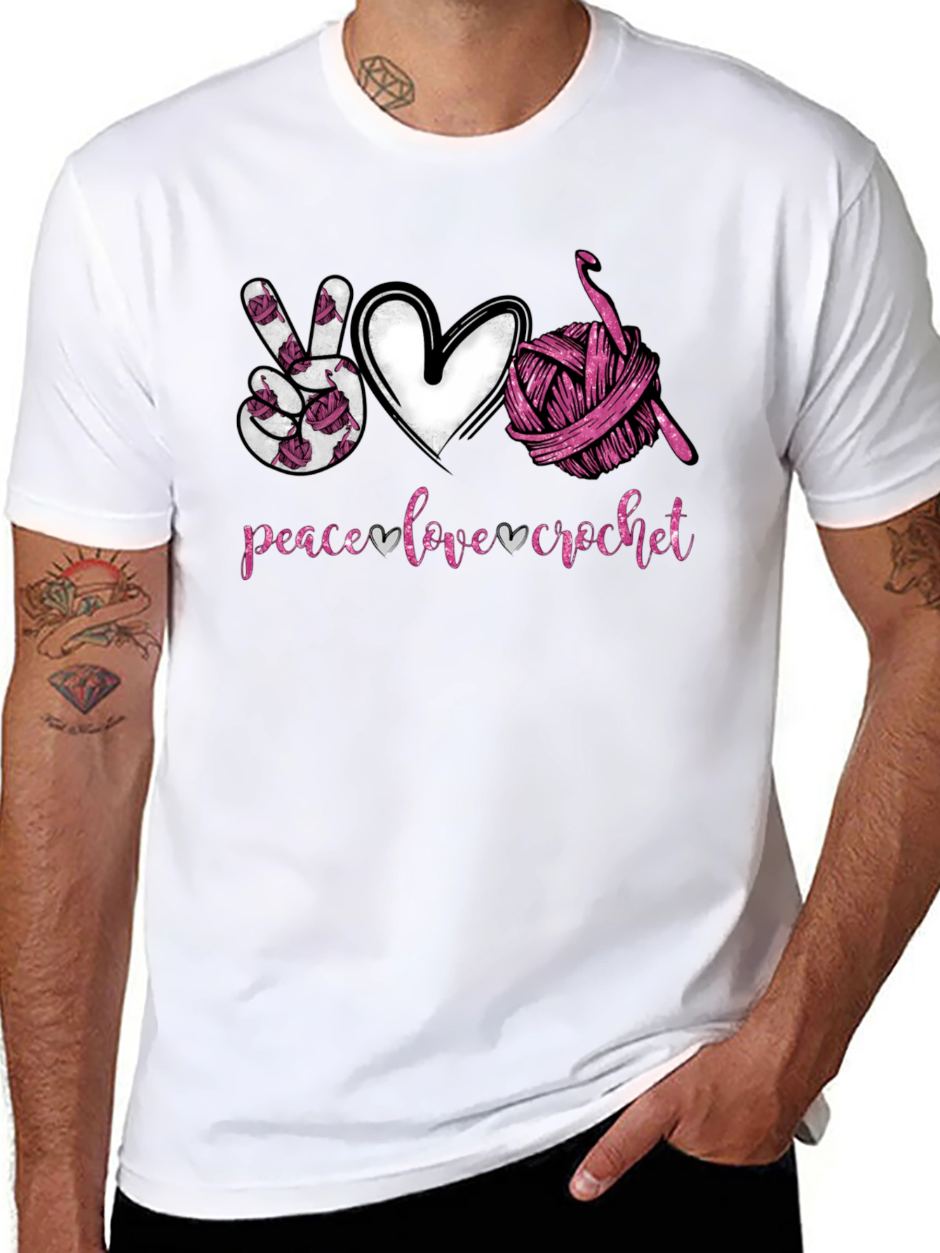 Peace Love Crochet T-Shirt - Hobbyist Gift