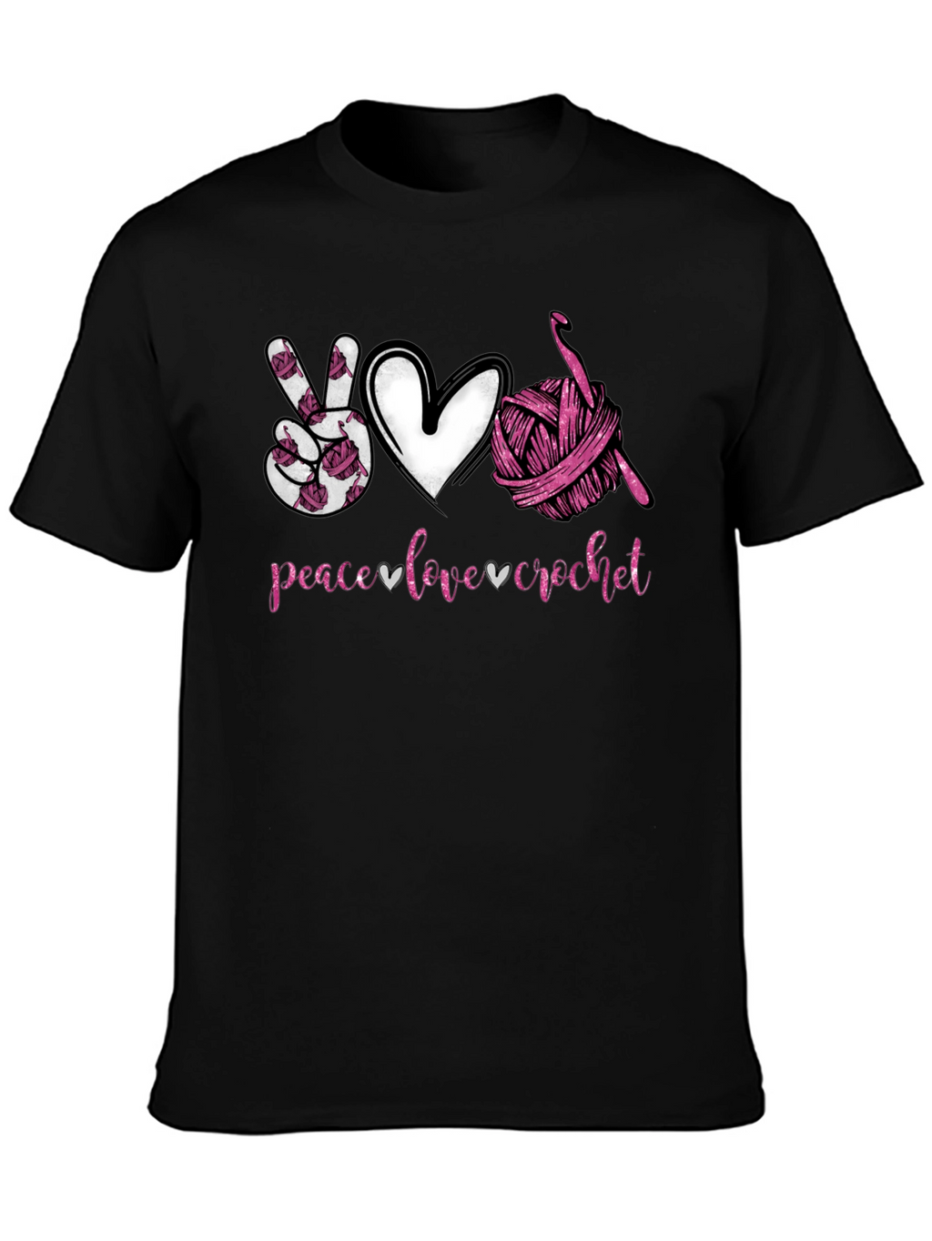 Peace Love Crochet T-Shirt - Hobbyist Gift