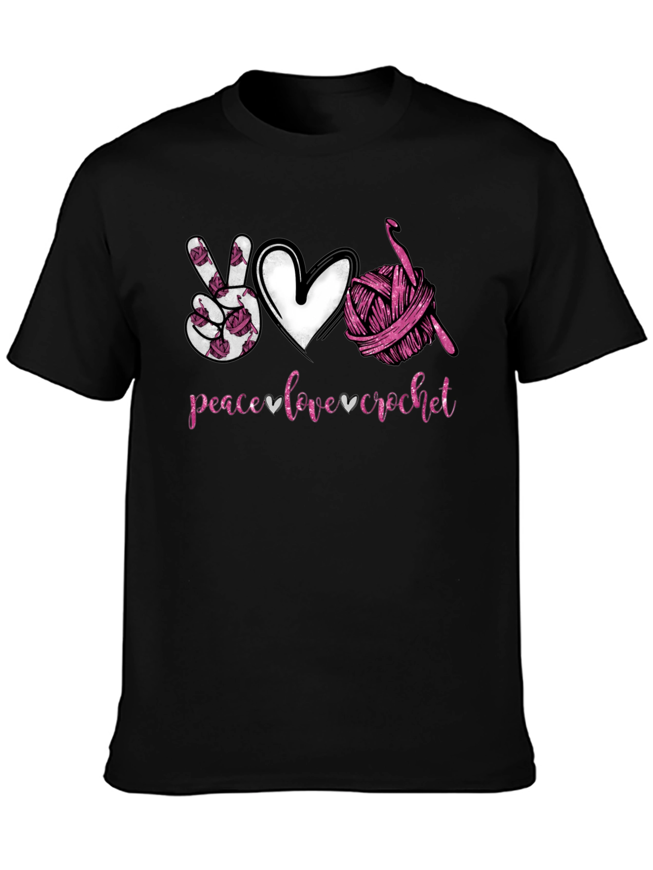 Peace Love Crochet T-Shirt - Hobbyist Gift