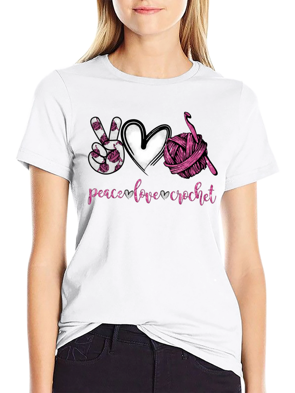 Peace Love Crochet T-Shirt - Hobbyist Gift