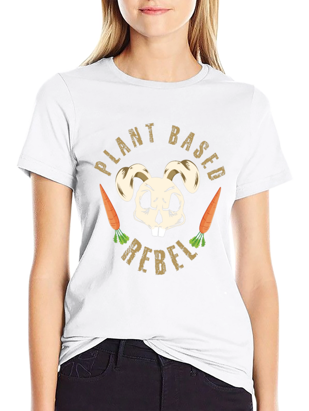 Plant Based Rebel T-Shirt Vegan Bunny Skull Tee