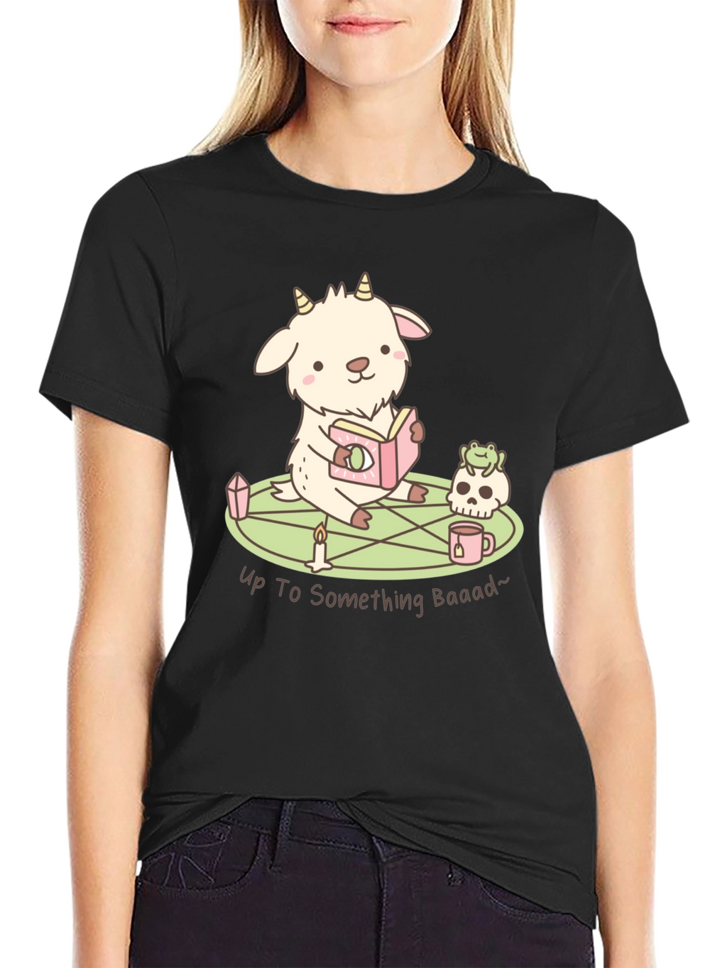 Cute Goat Reading T-Shirt - Up To Something Baaad