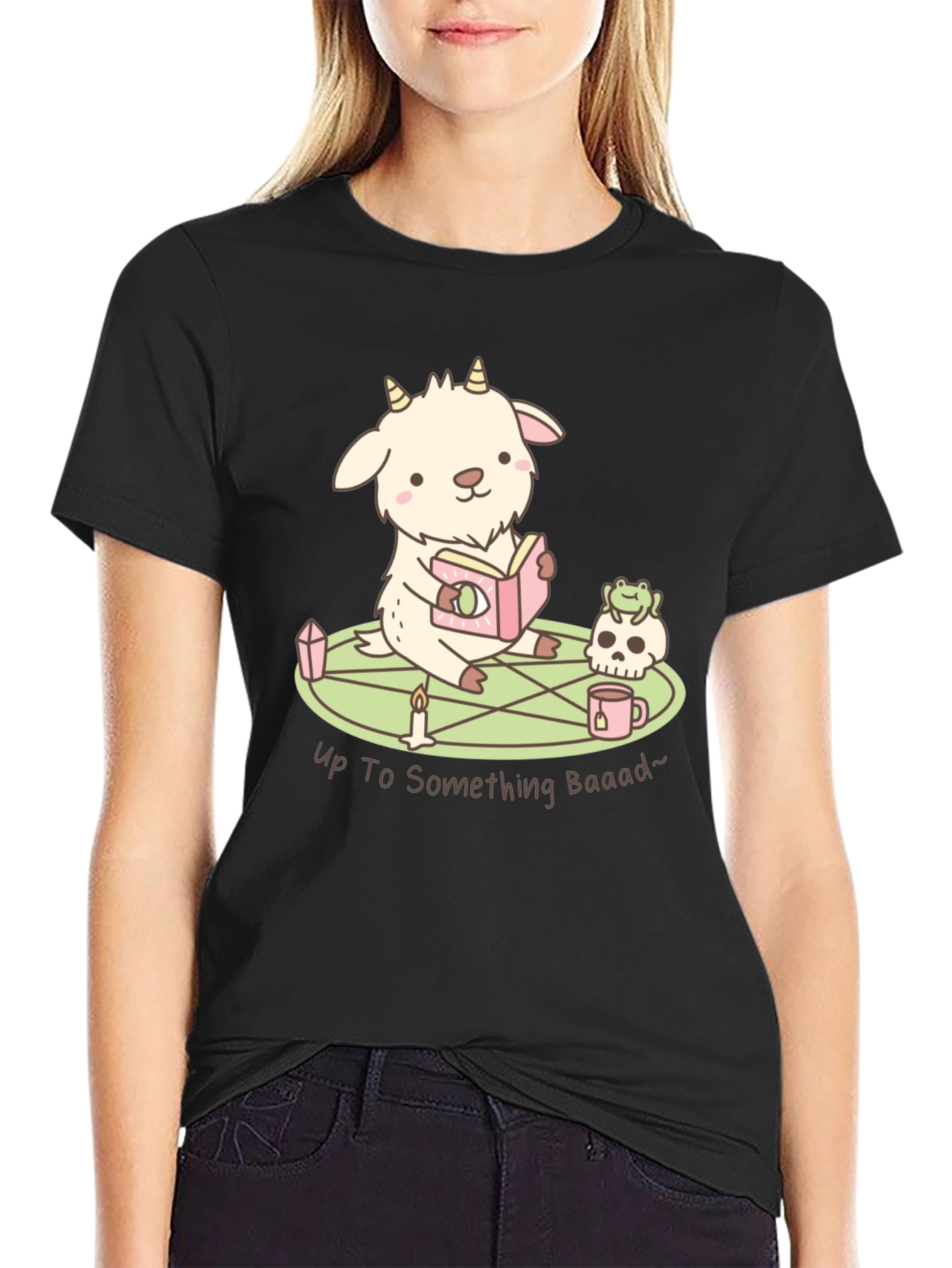 Cute Goat Reading T-Shirt - Up To Something Baaad