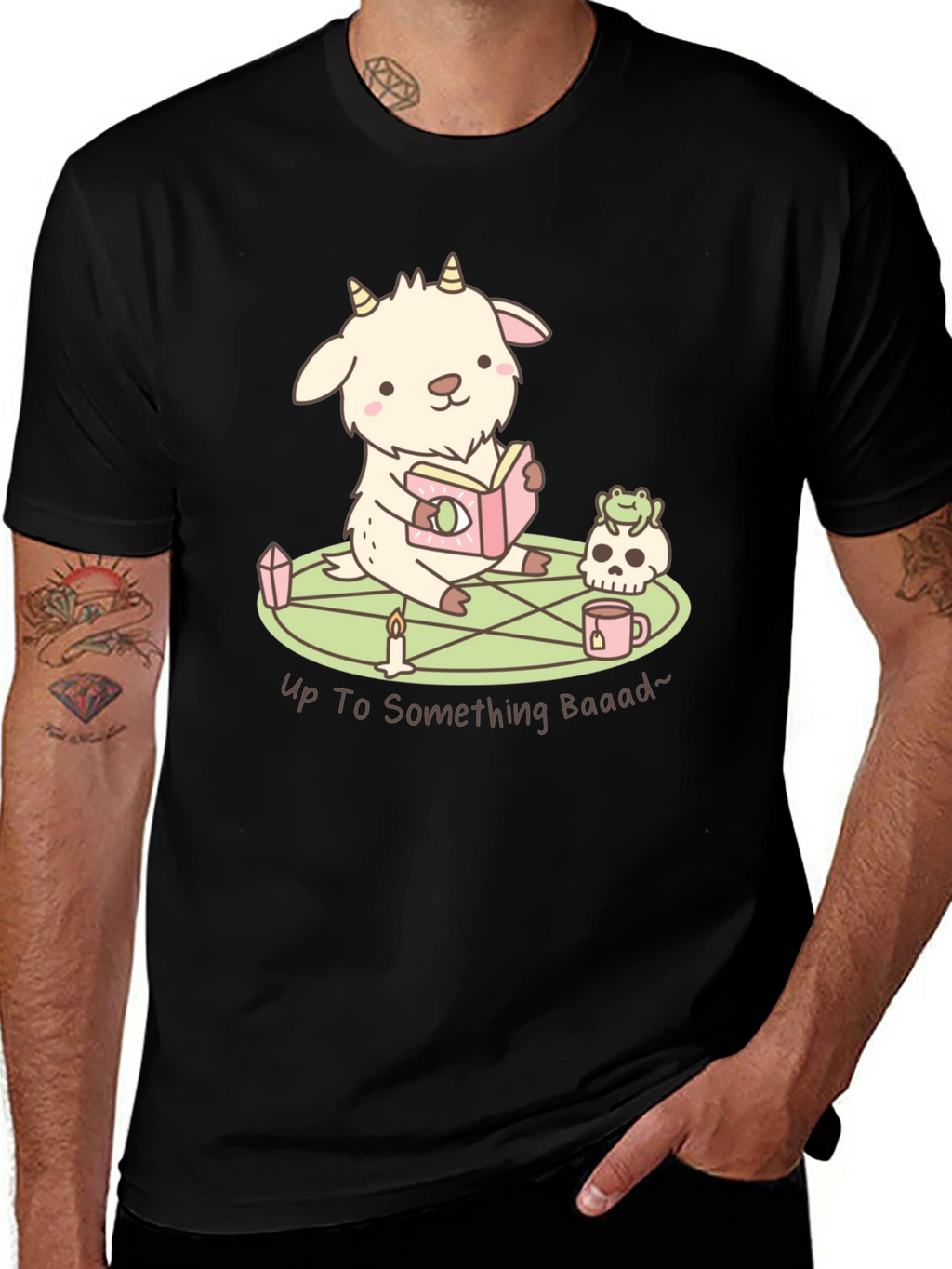 Cute Goat Reading T-Shirt - Up To Something Baaad