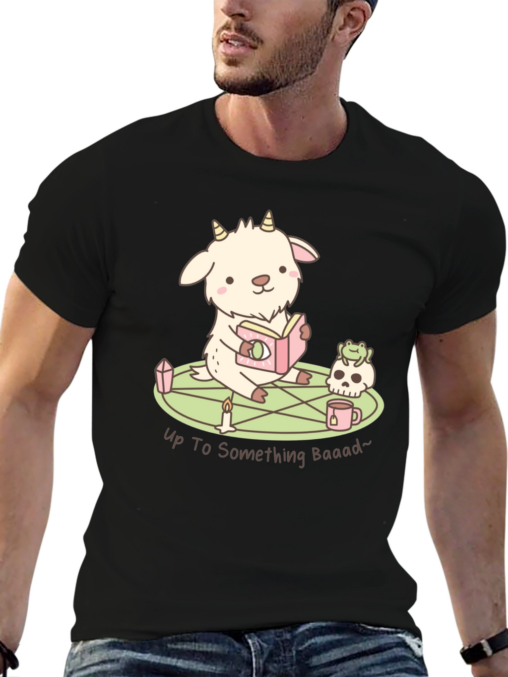 Cute Goat Reading T-Shirt - Up To Something Baaad