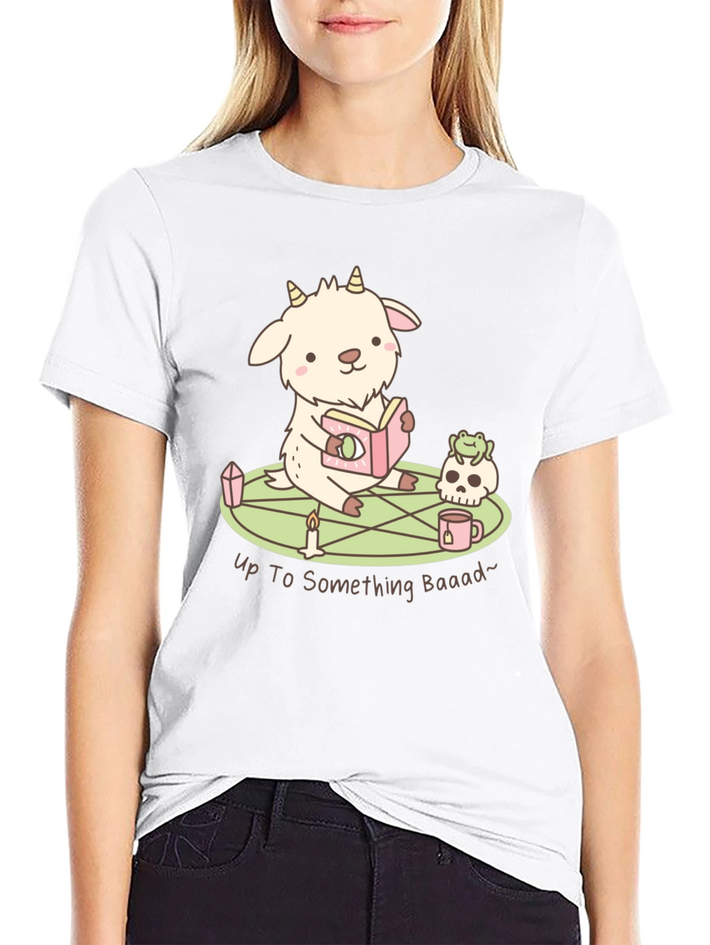 Cute Goat Reading T-Shirt - Up To Something Baaad