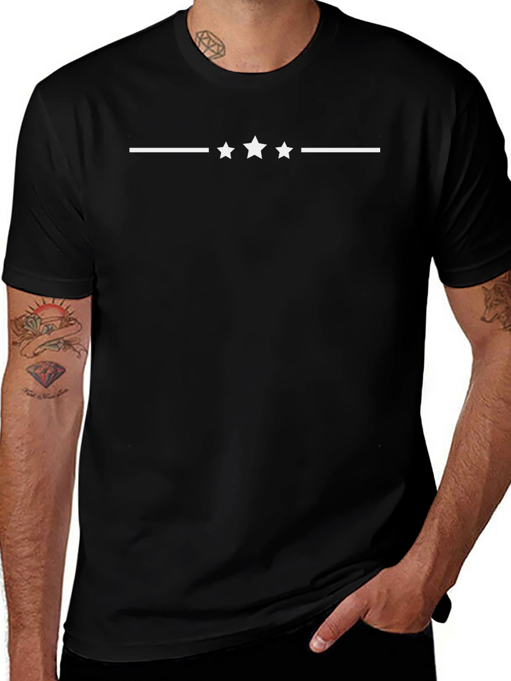 Stylish Black Tee with Star Graphic