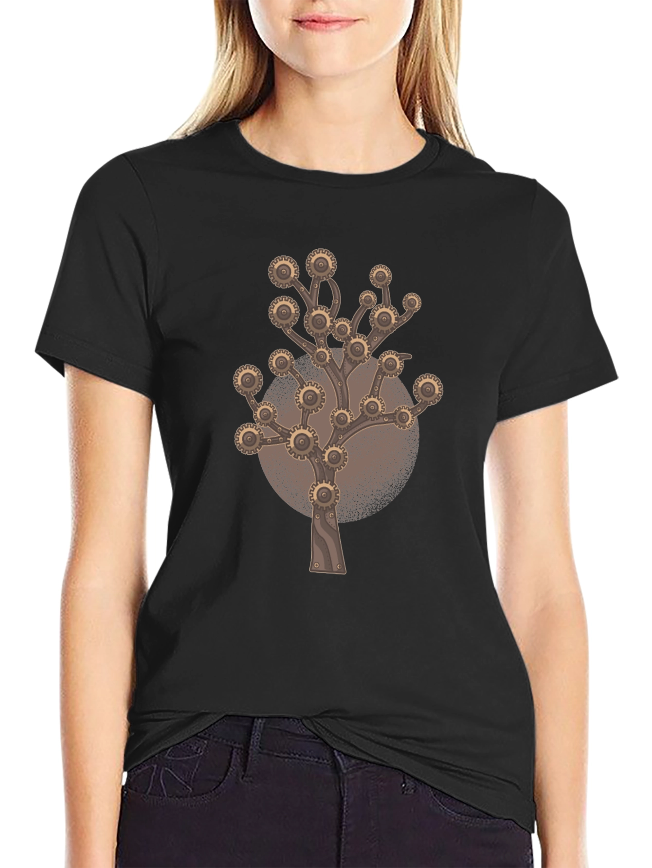 Steampunk Gear Tree Graphic Tee - Unique Design
