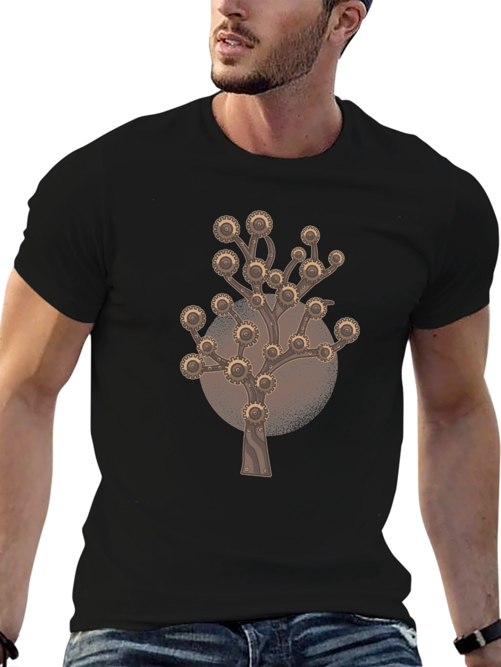 Steampunk Gear Tree Graphic Tee - Unique Design
