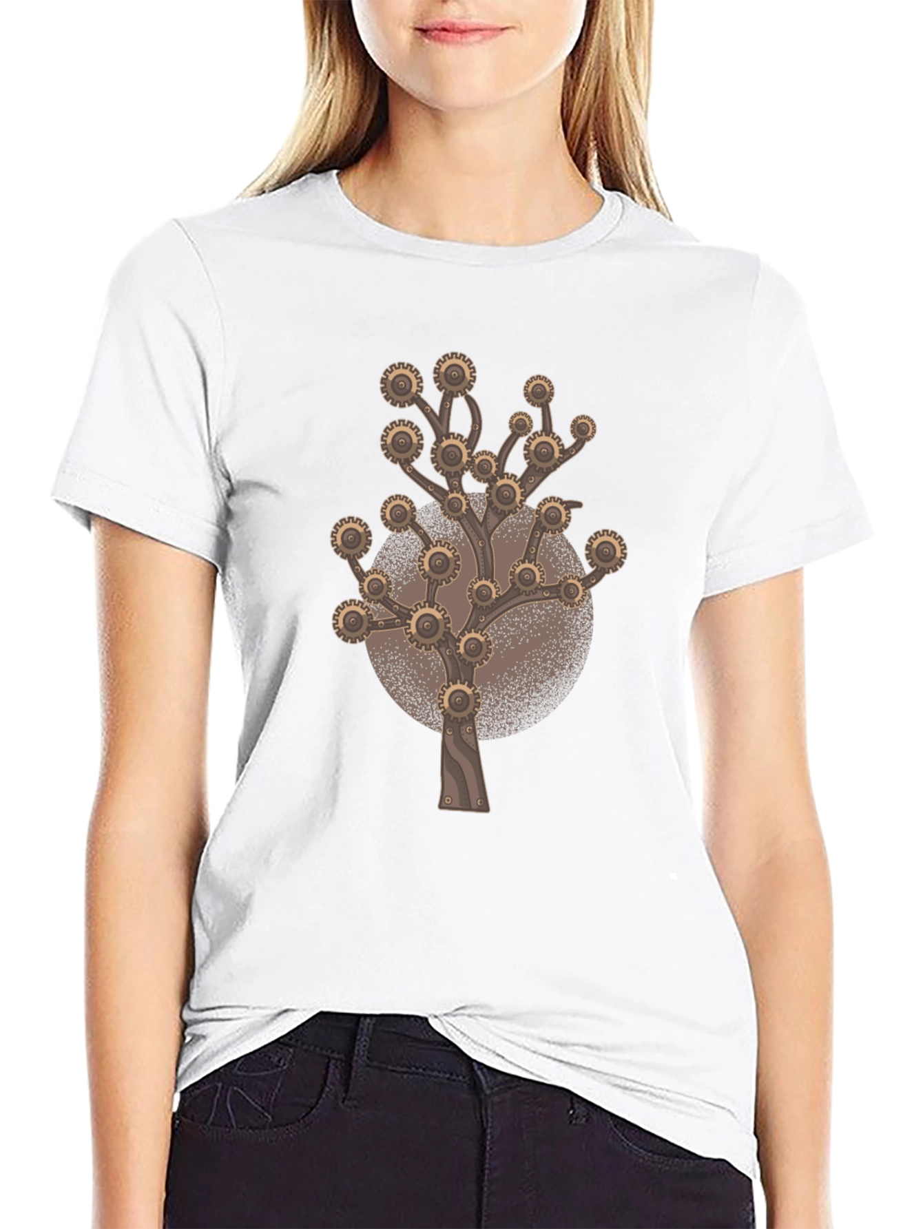 Steampunk Gear Tree Graphic Tee - Unique Design
