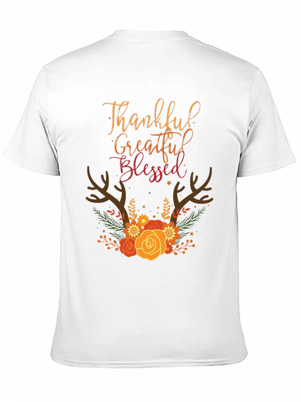 Thankful Grateful Blessed Fall Floral T-Shirt