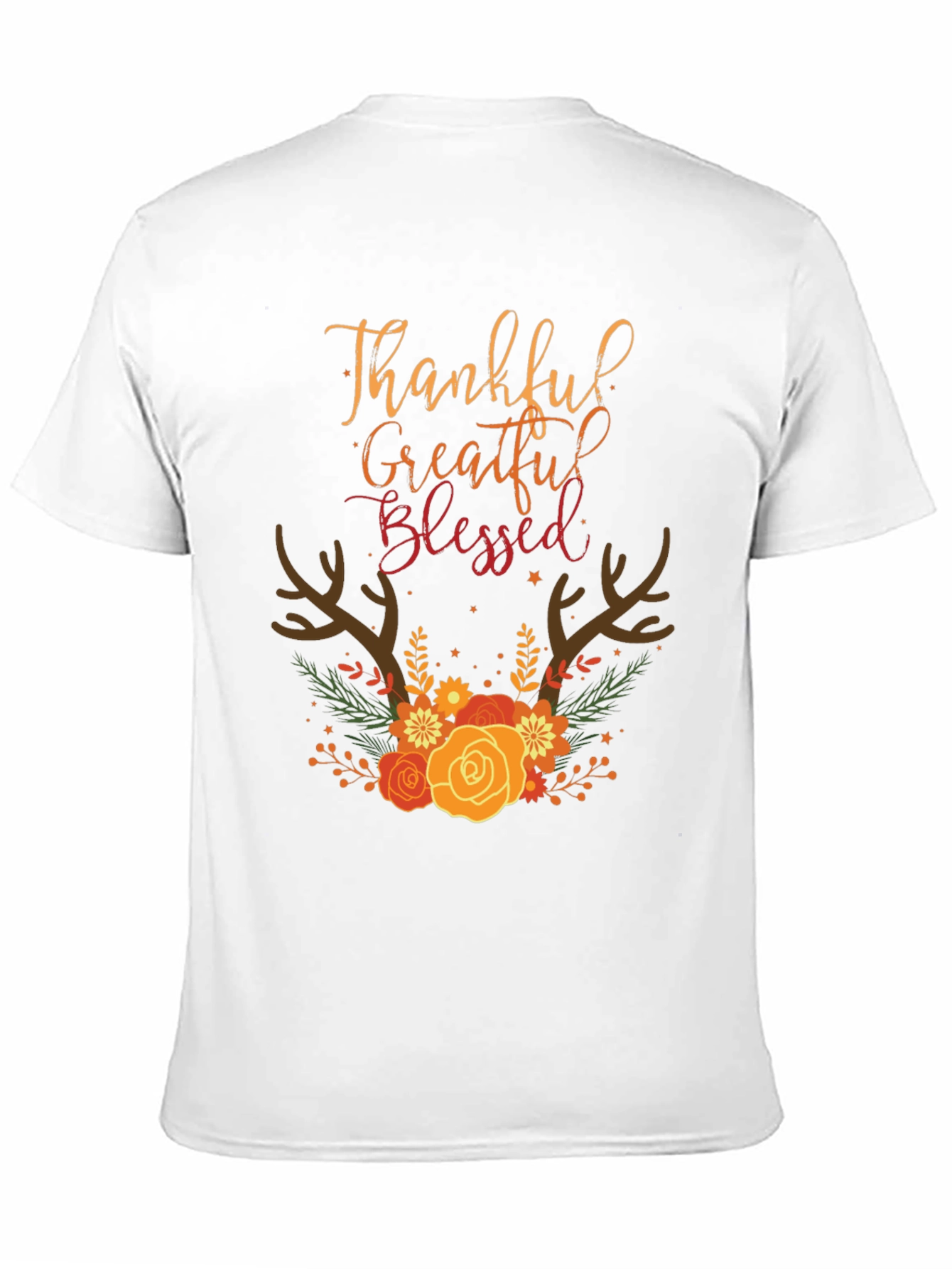 Thankful Grateful Blessed Fall Floral T-Shirt