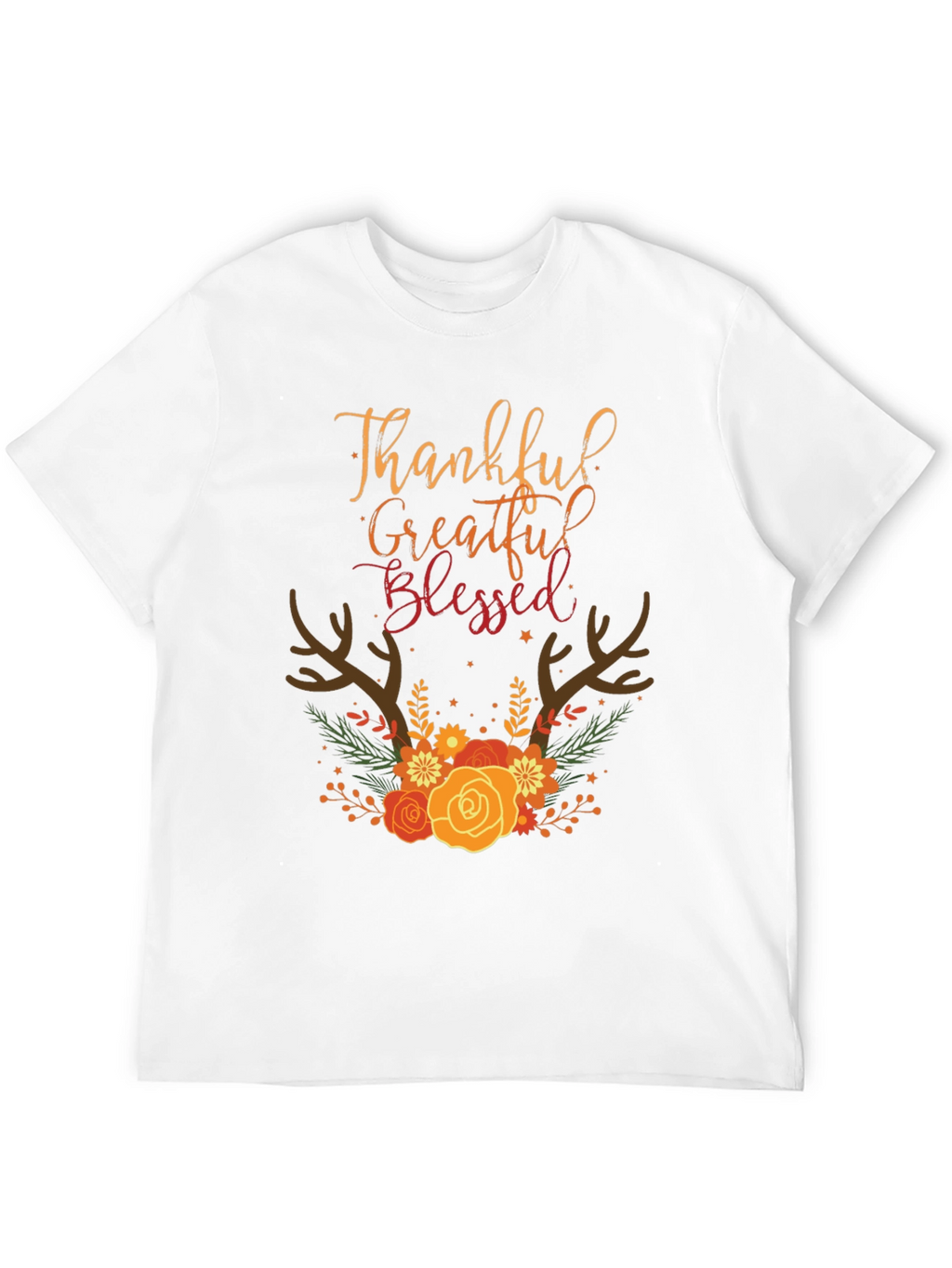 Thankful Grateful Blessed Fall Floral T-Shirt