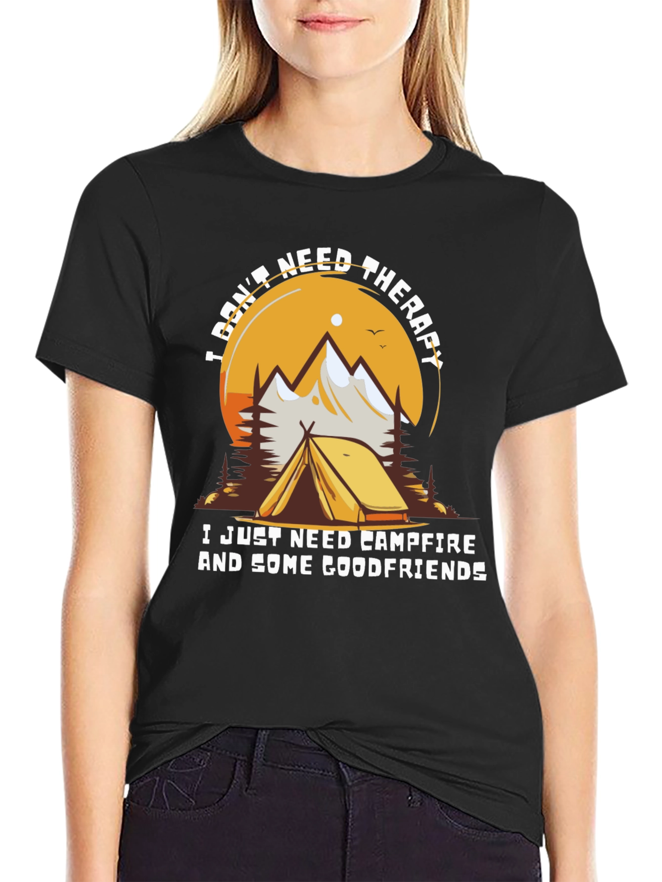 Camping Therapy T-Shirt - Campfire & Friends