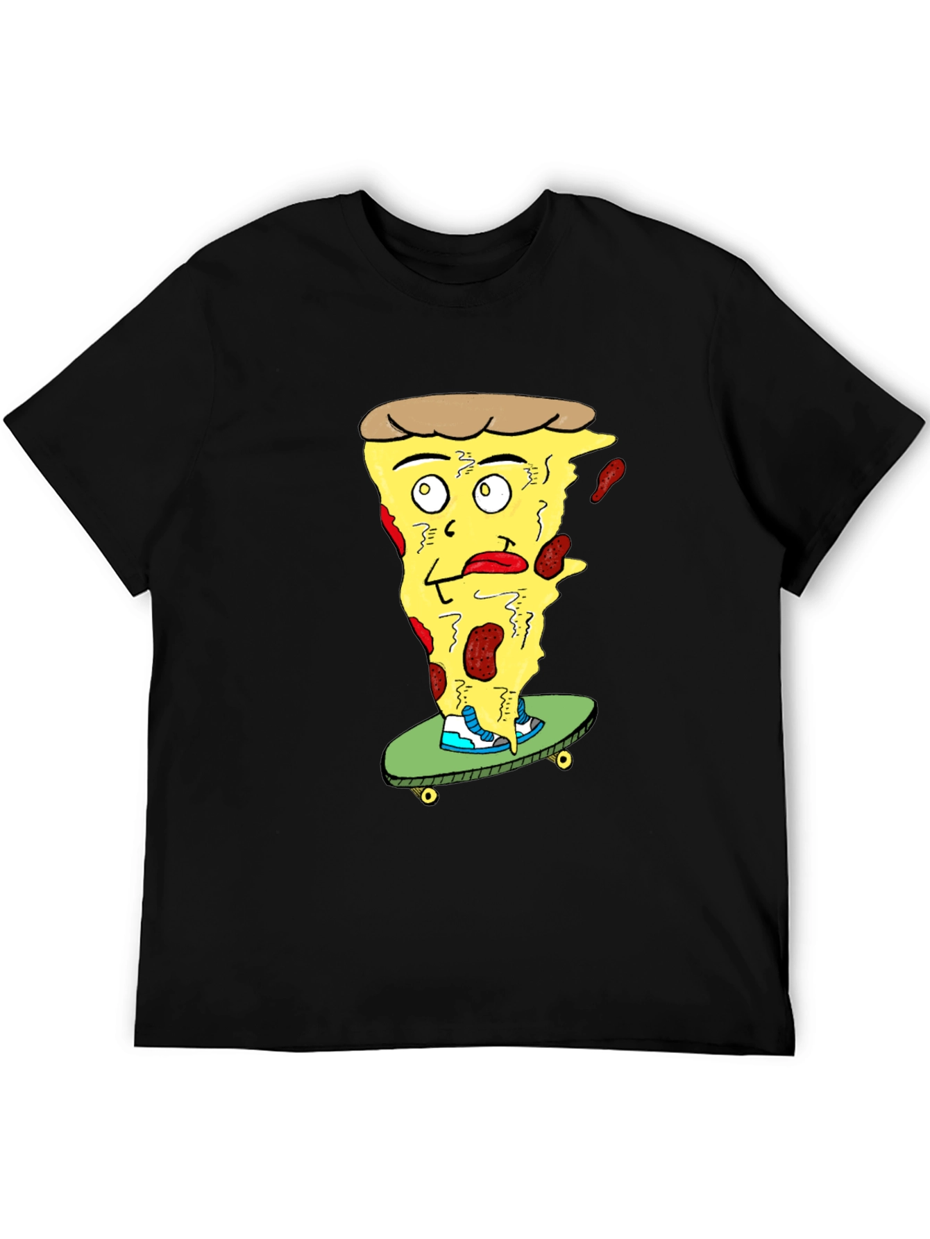 Pizza Skateboard T-Shirt - Quirky Graphic Tee
