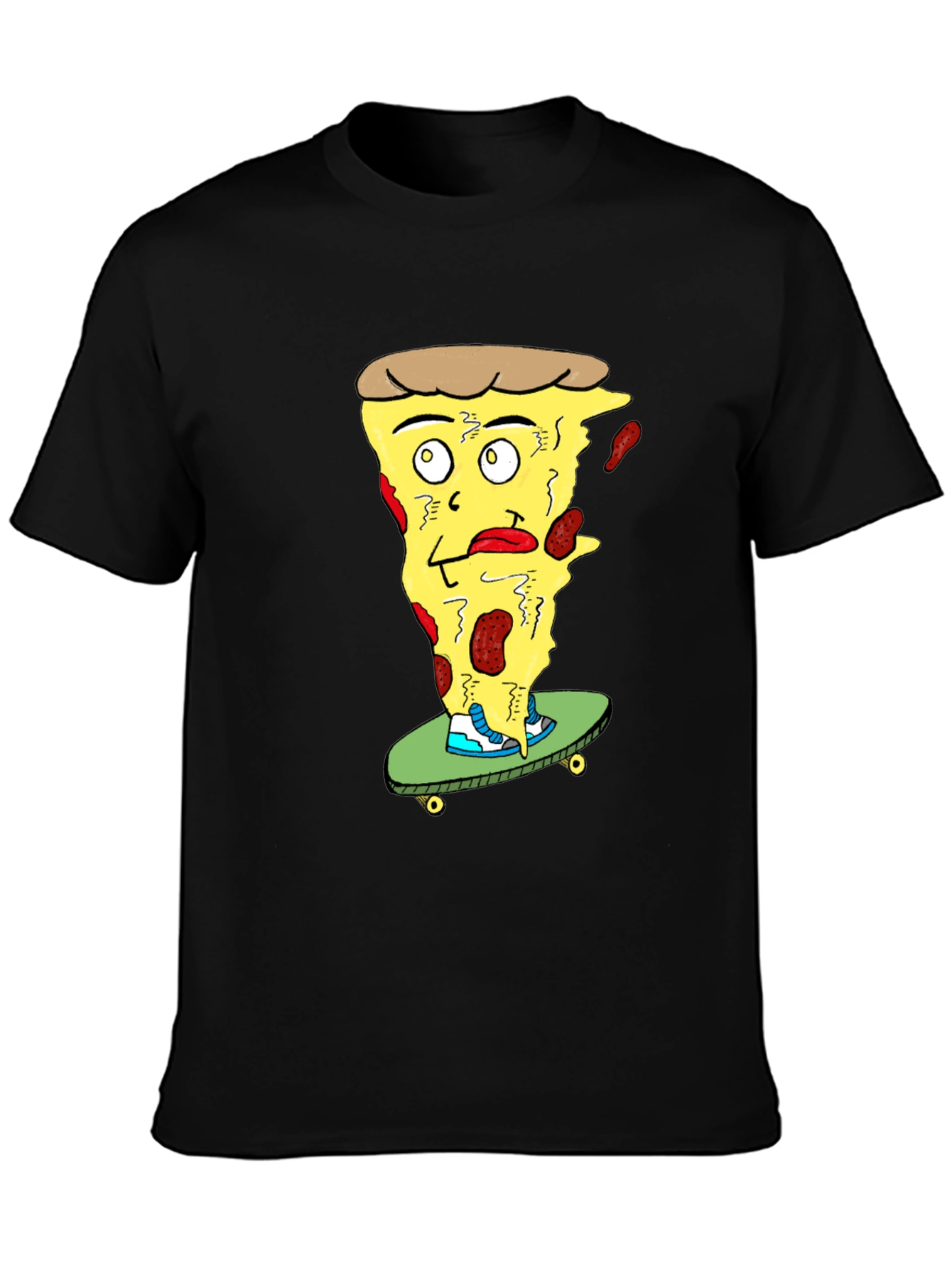 Pizza Skateboard T-Shirt - Quirky Graphic Tee