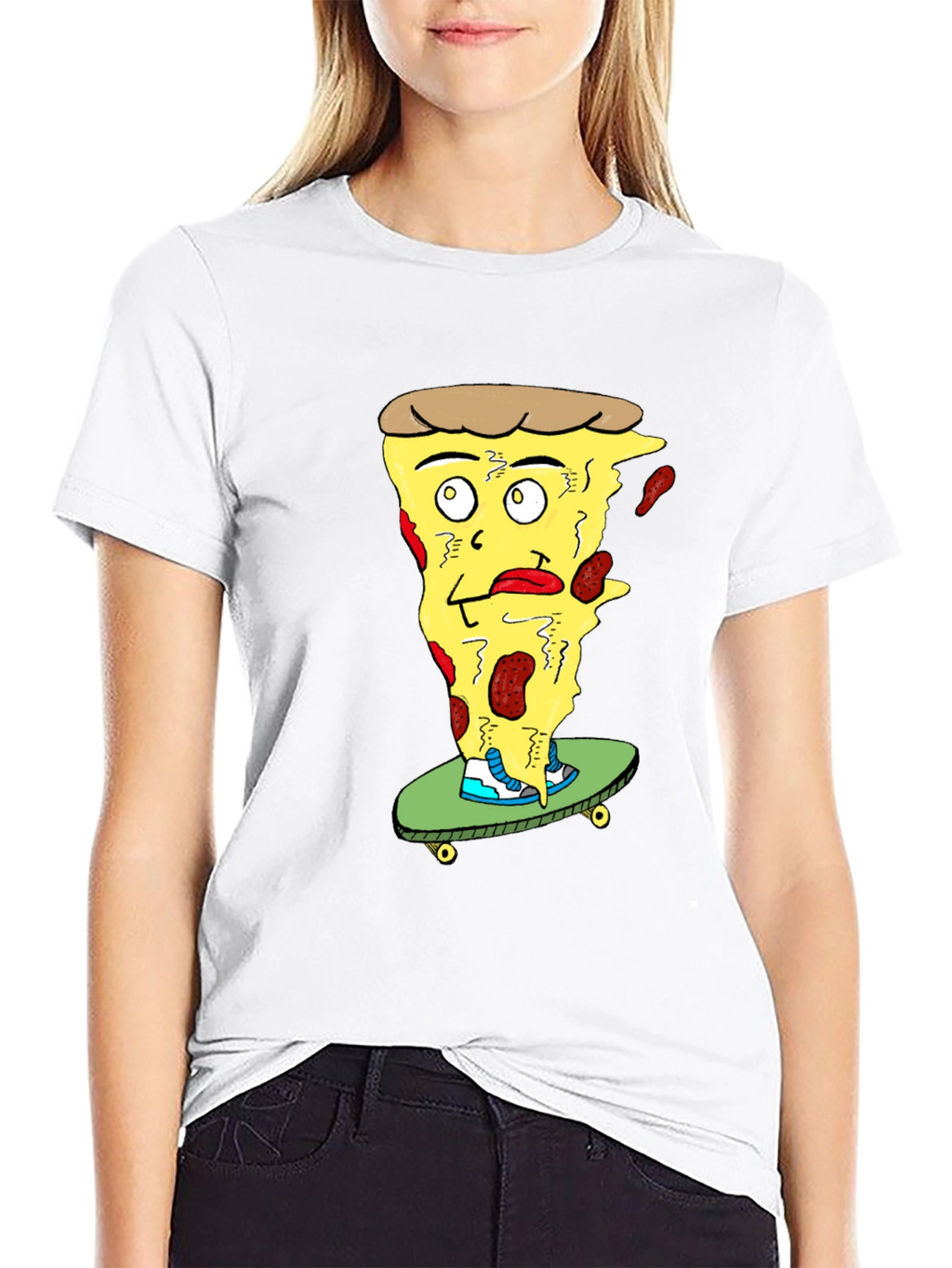 Pizza Skateboard T-Shirt - Quirky Graphic Tee