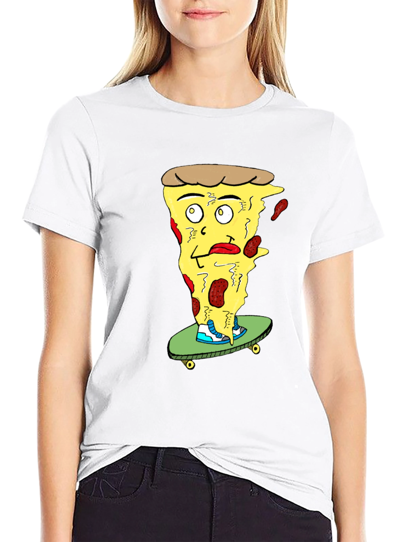 Pizza Skateboard T-Shirt - Quirky Graphic Tee