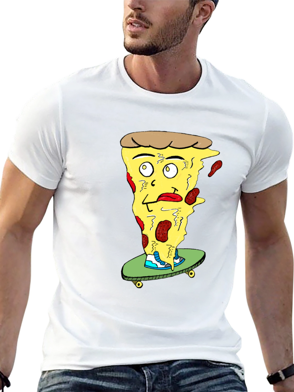 Pizza Skateboard T-Shirt - Quirky Graphic Tee