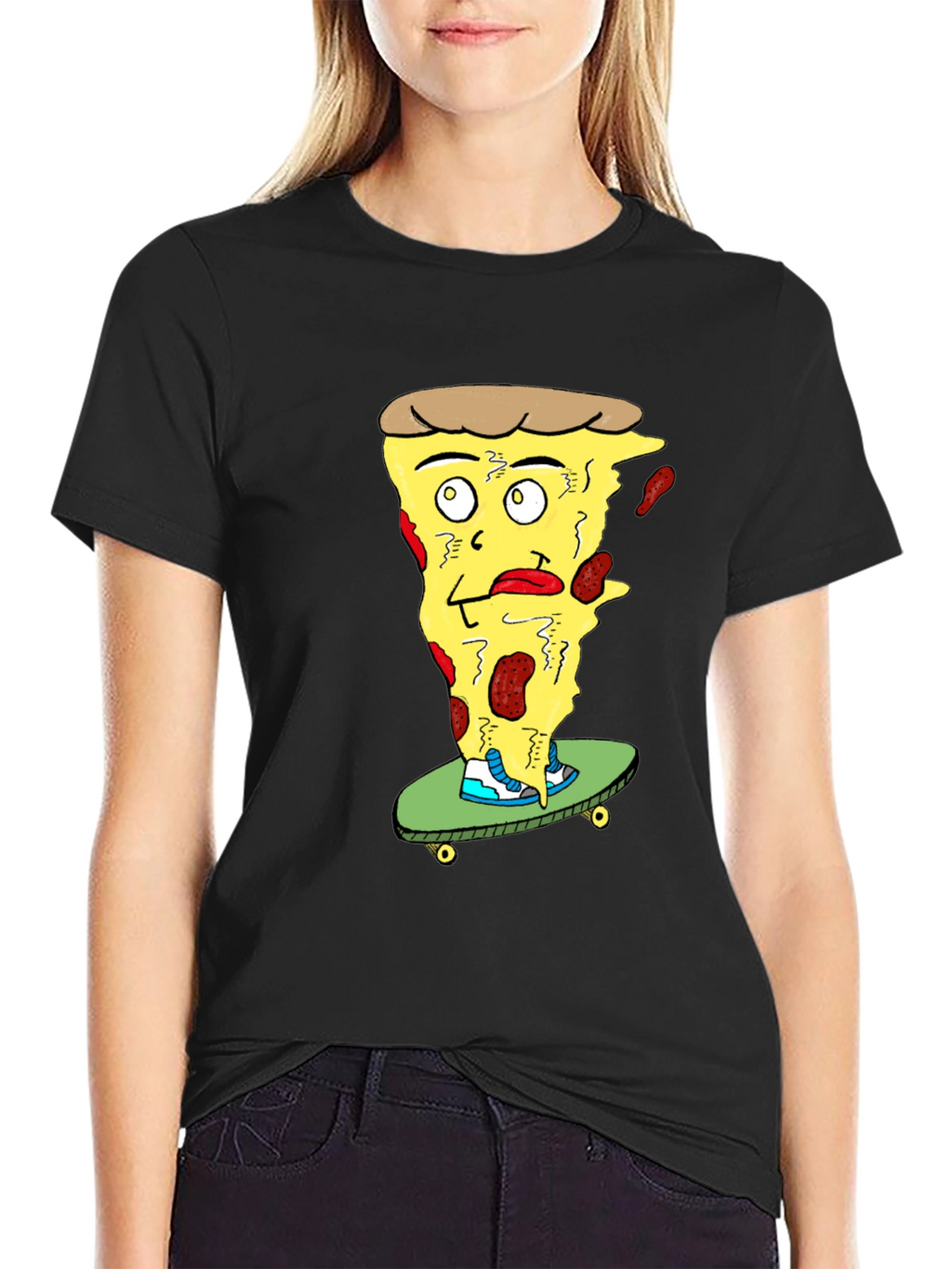 Pizza Skateboard T-Shirt - Quirky Graphic Tee