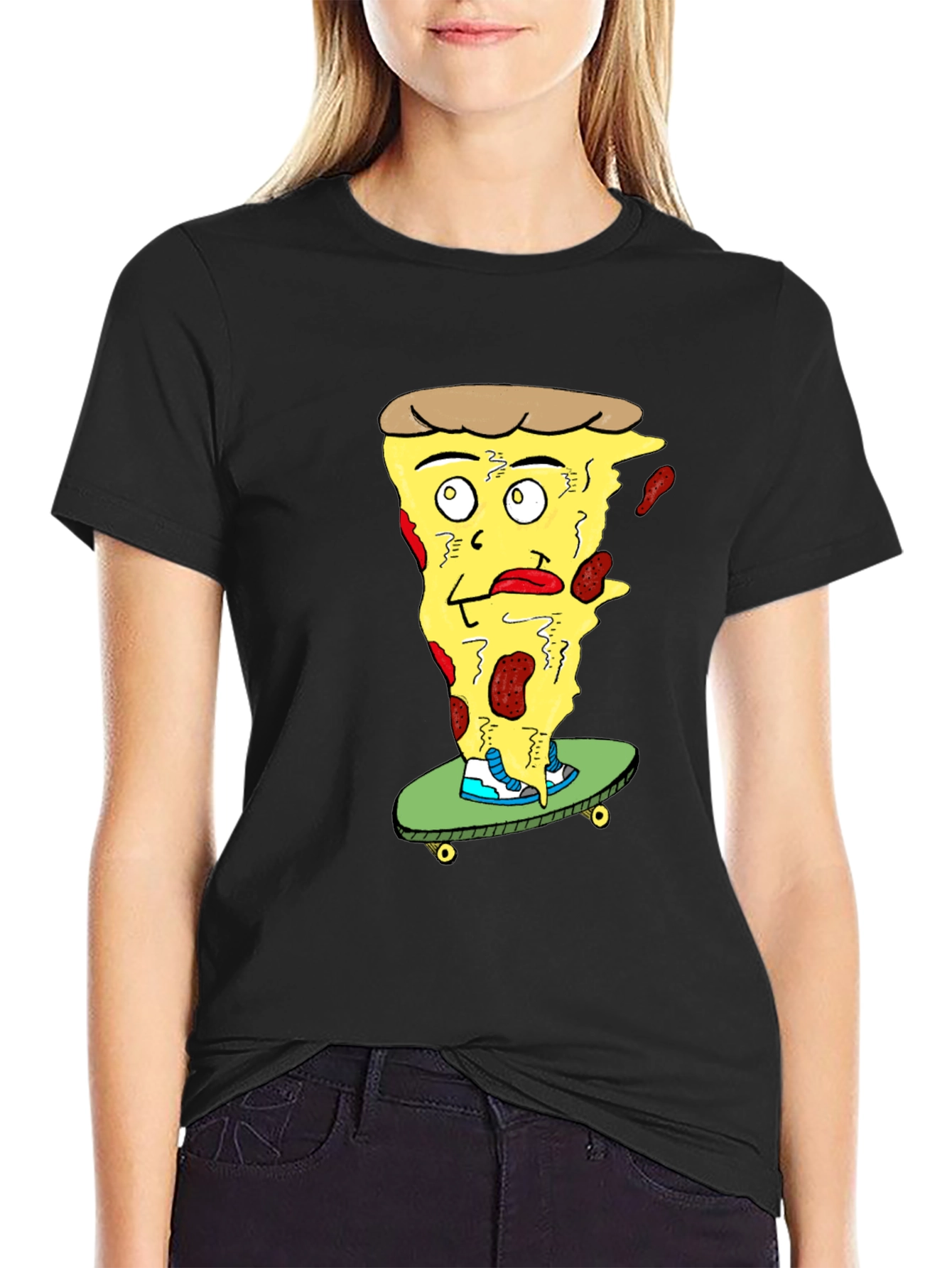 Pizza Skateboard T-Shirt - Quirky Graphic Tee