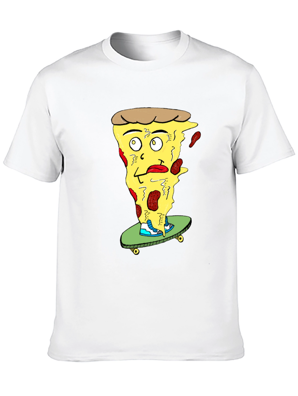 Pizza Skateboard T-Shirt - Quirky Graphic Tee