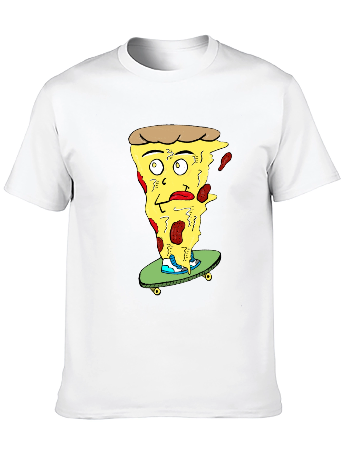 Pizza Skateboard T-Shirt - Quirky Graphic Tee