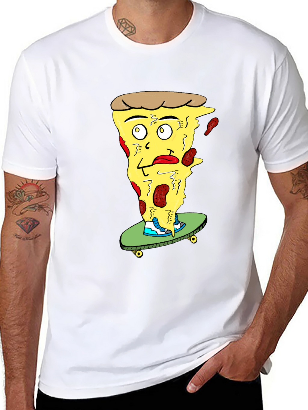 Pizza Skateboard T-Shirt - Quirky Graphic Tee