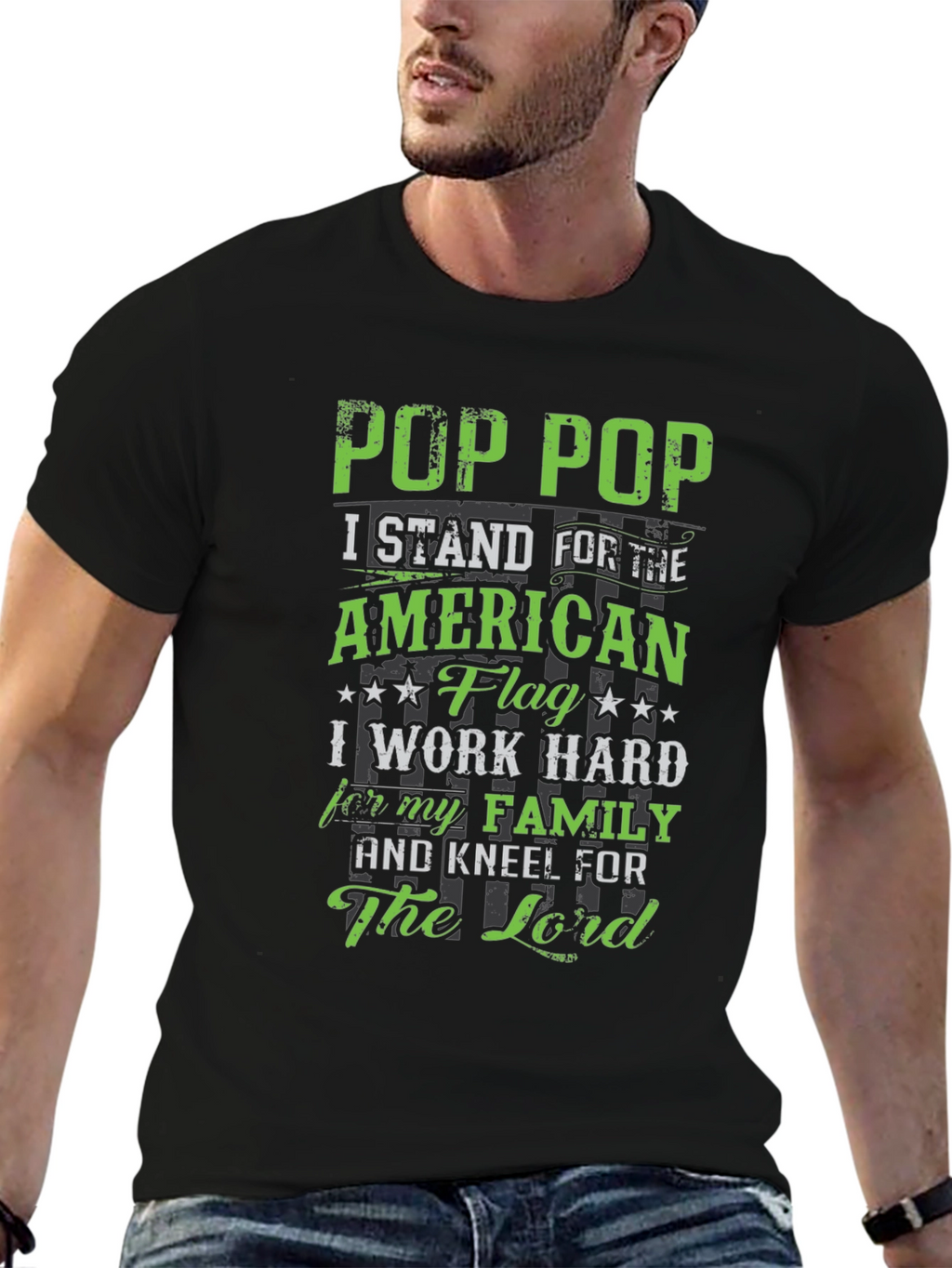 Pop Pop American Flag Graphic Tee
