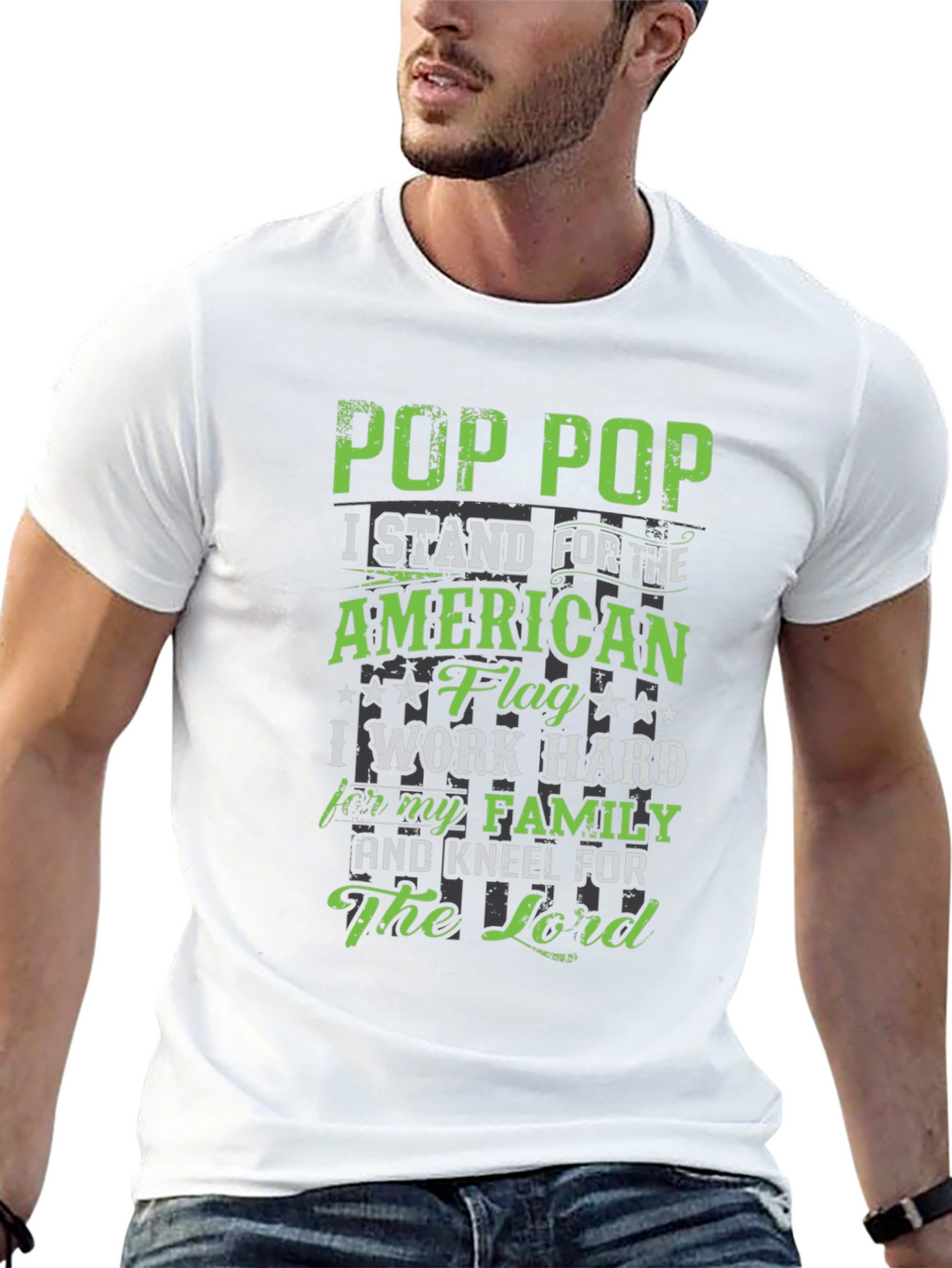 Pop Pop American Flag Graphic Tee