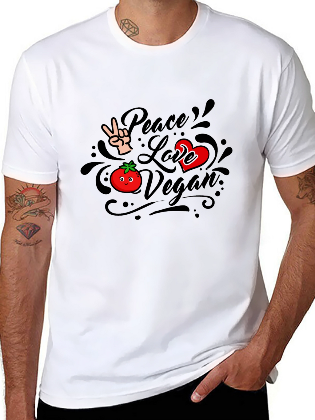 Vegan Peace Love Graphic T-Shirt