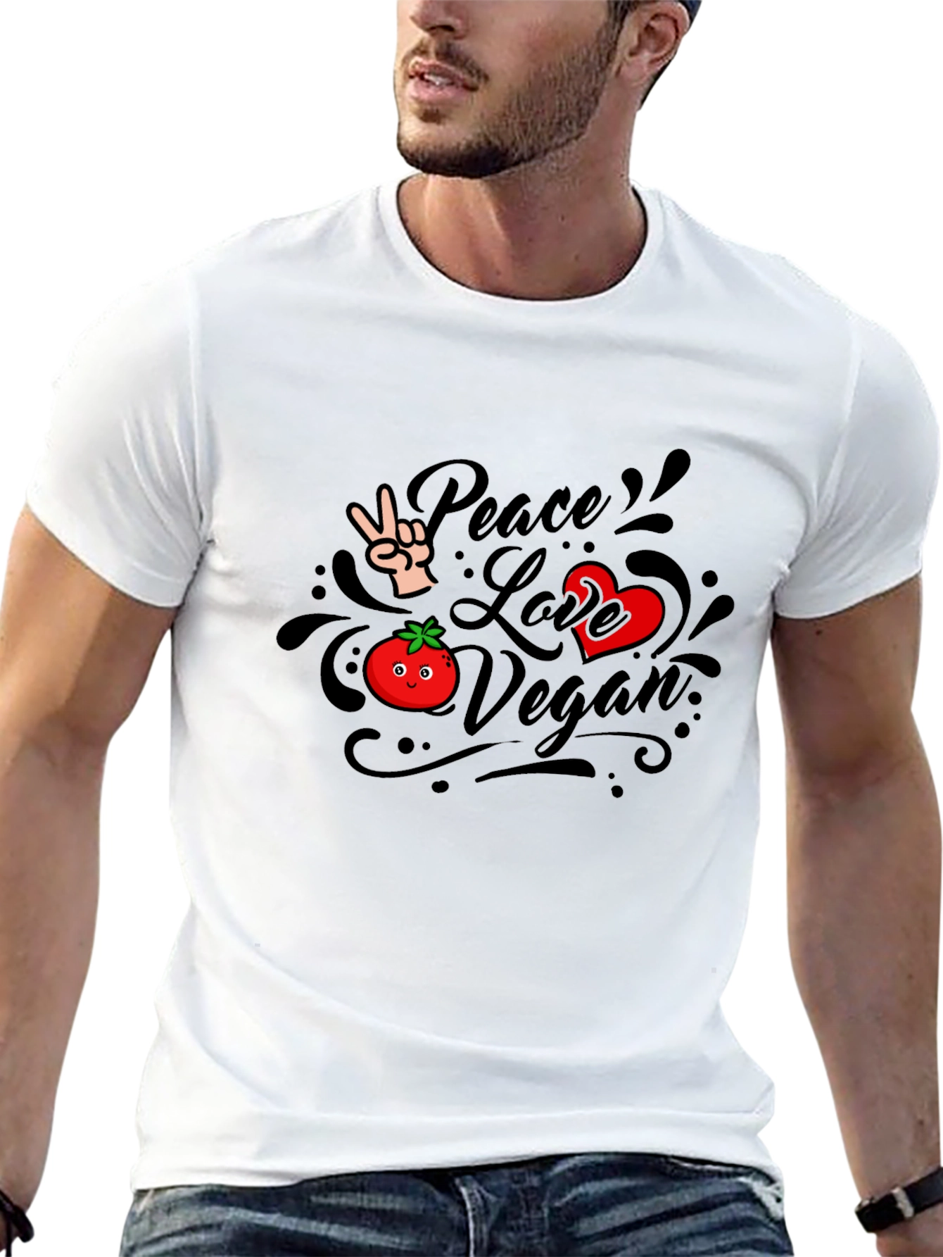 Vegan Peace Love Graphic T-Shirt