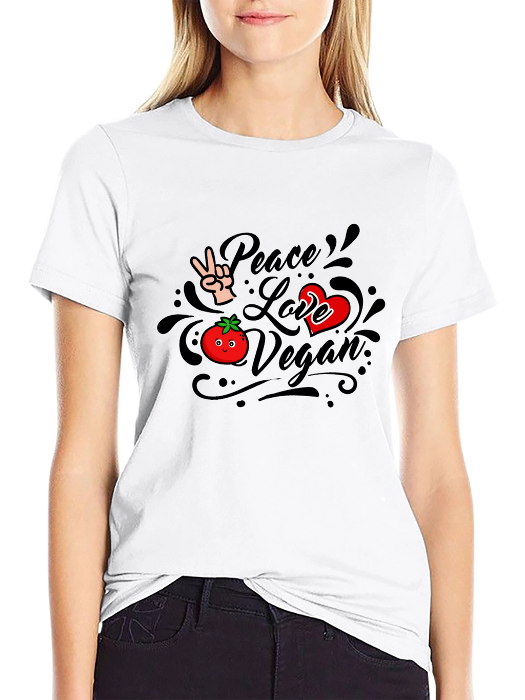 Vegan Peace Love Graphic T-Shirt