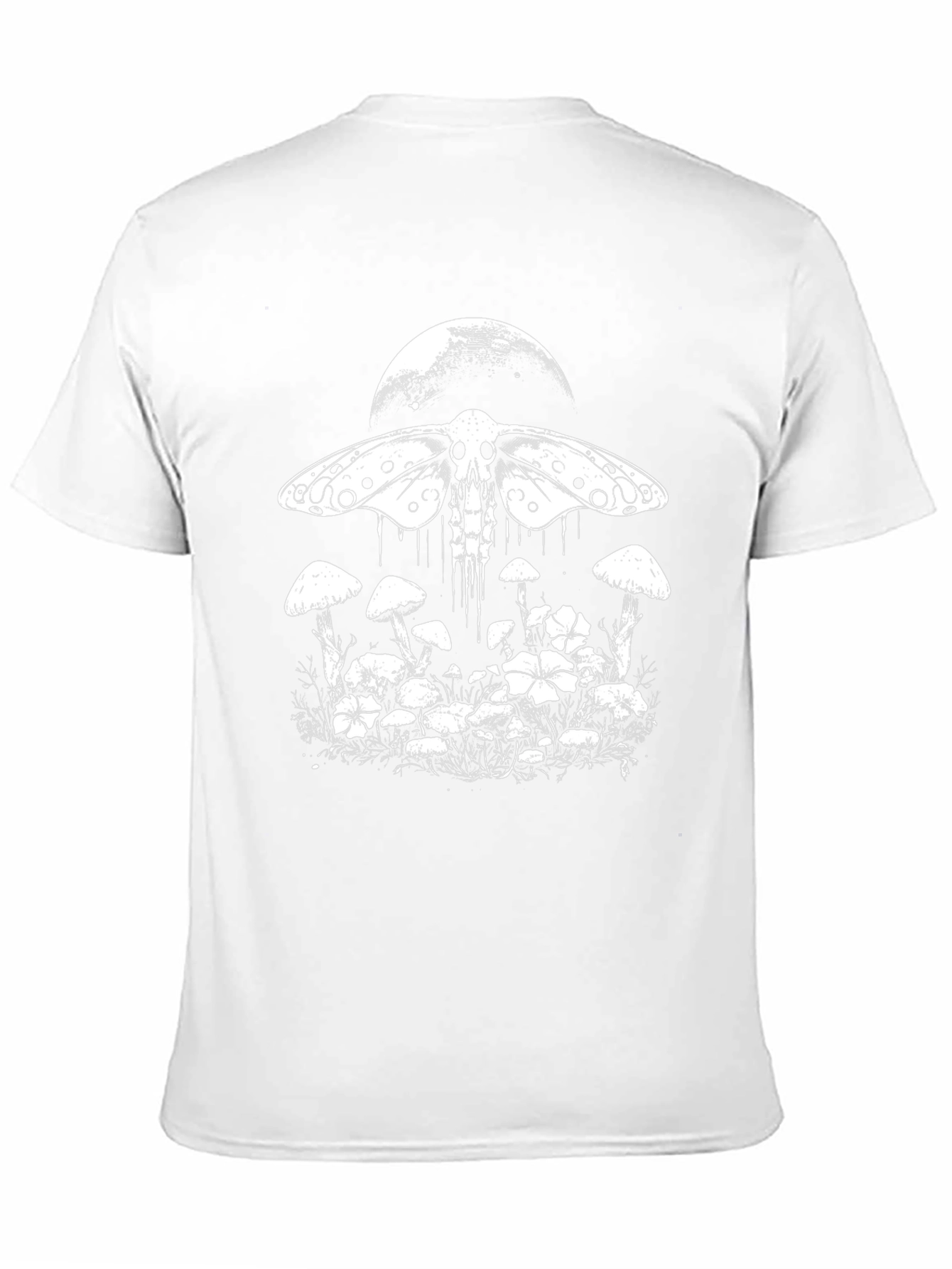 Moth Skull Graphic Tee - Moon & Mushroom Design
