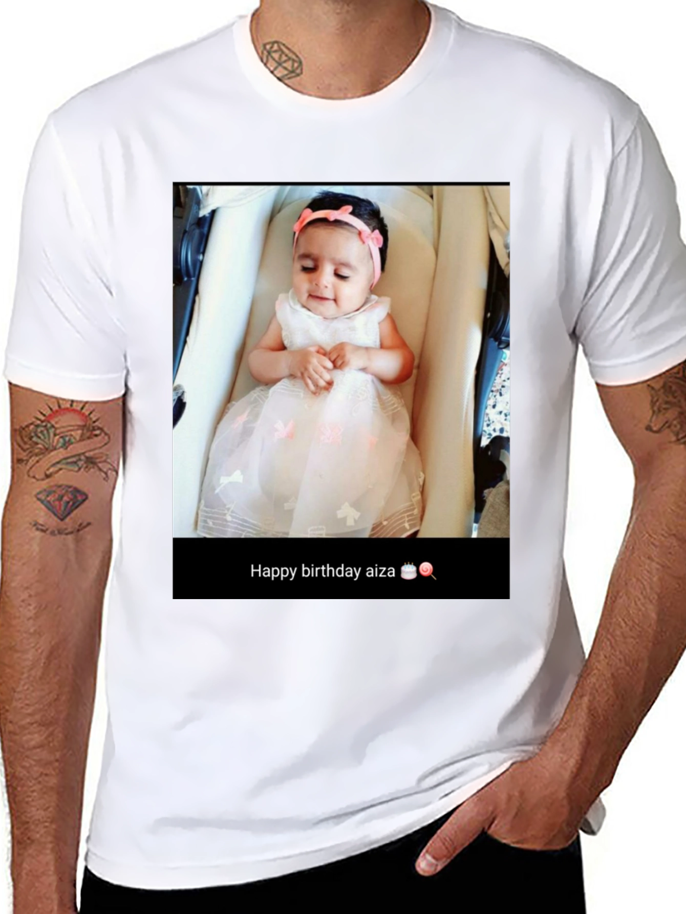 Custom Baby Photo T-Shirt: Happy Birthday Aiza!