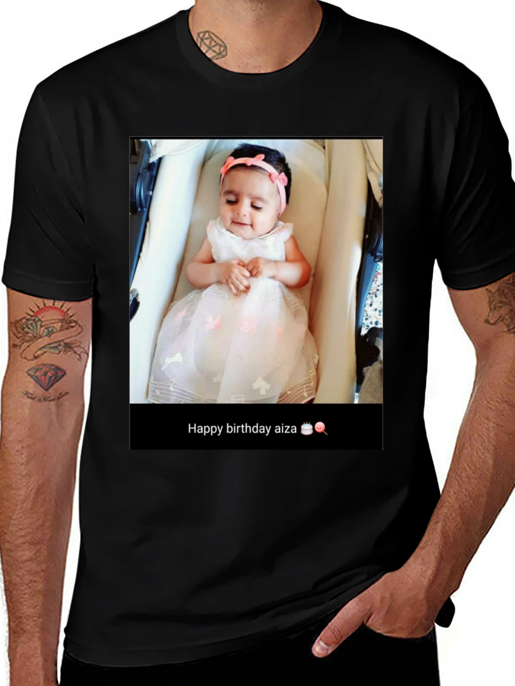 Custom Baby Photo T-Shirt: Happy Birthday Aiza!