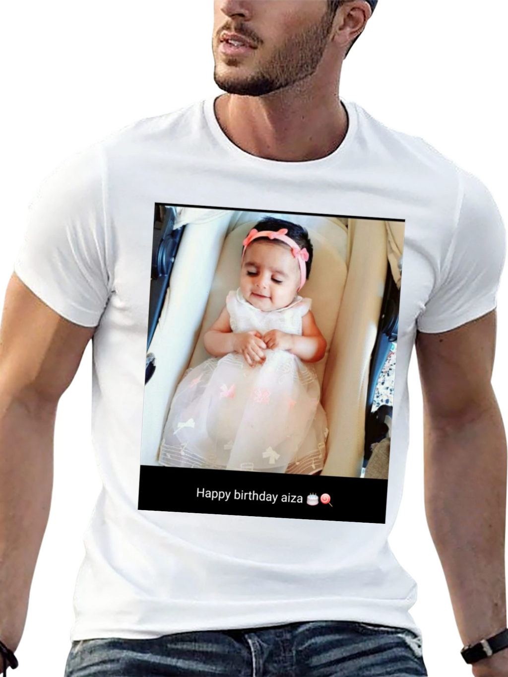 Custom Baby Photo T-Shirt: Happy Birthday Aiza!