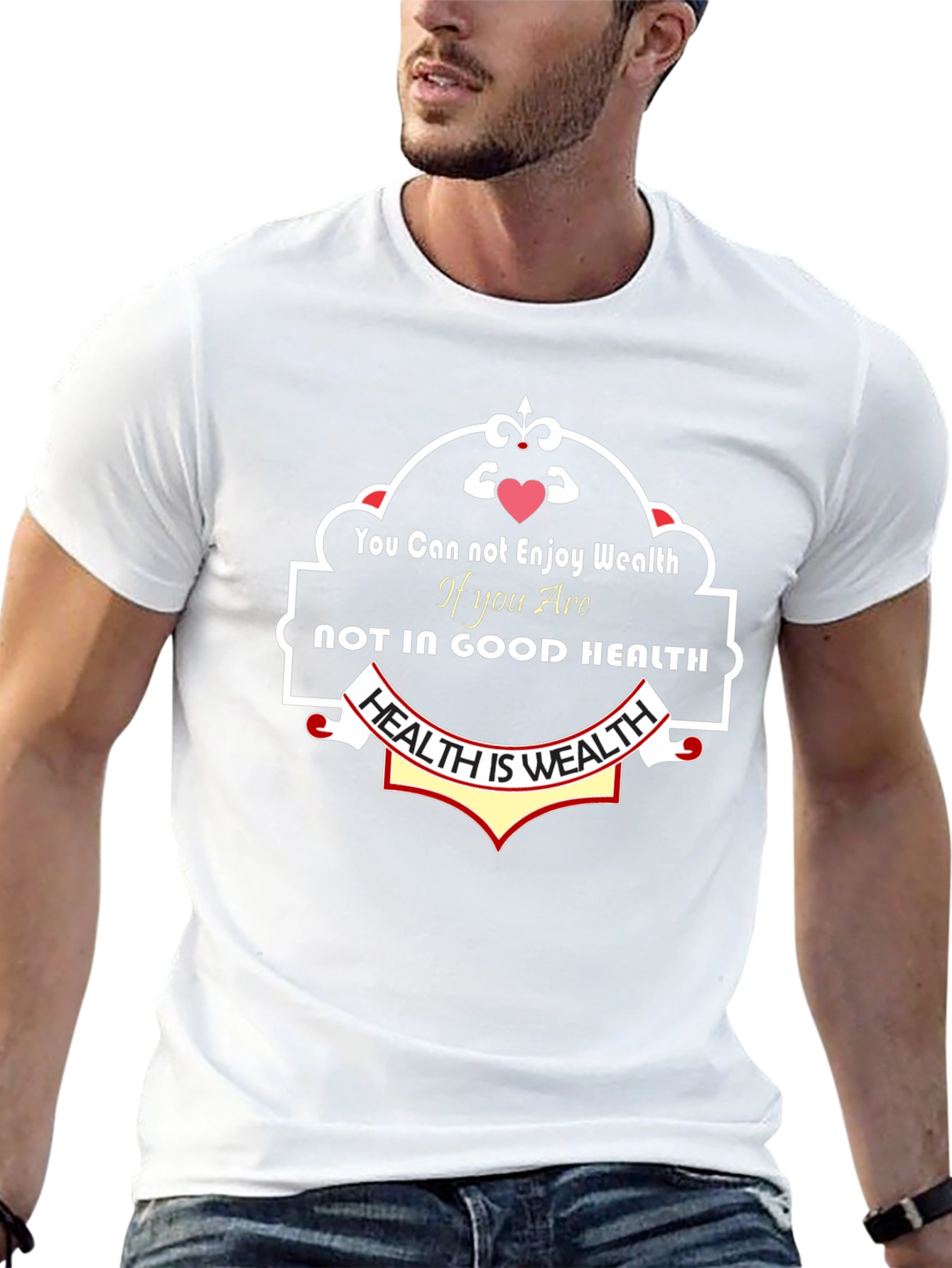 Health is Wealth Black Graphic T-Shirt