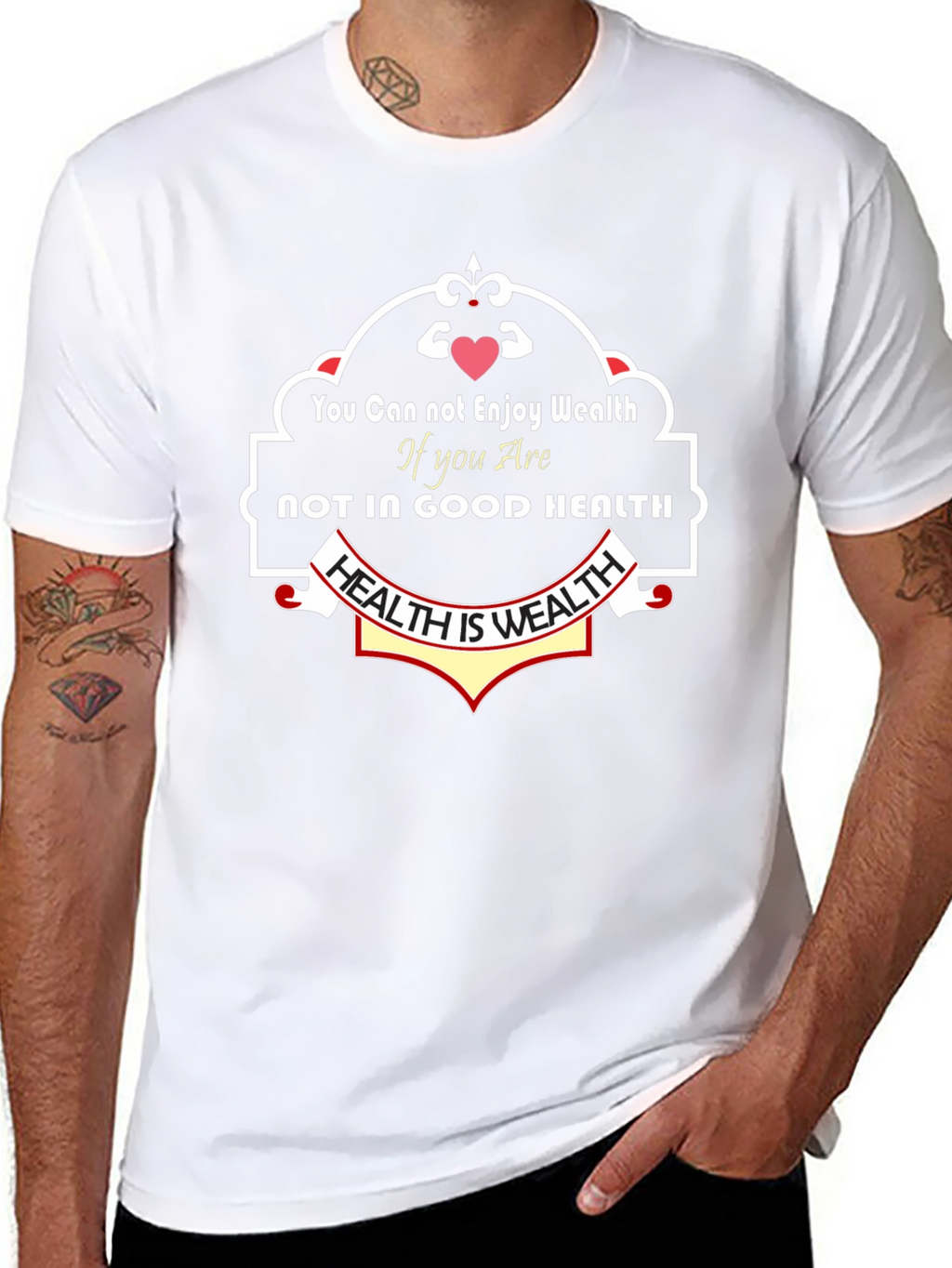 Health is Wealth Black Graphic T-Shirt