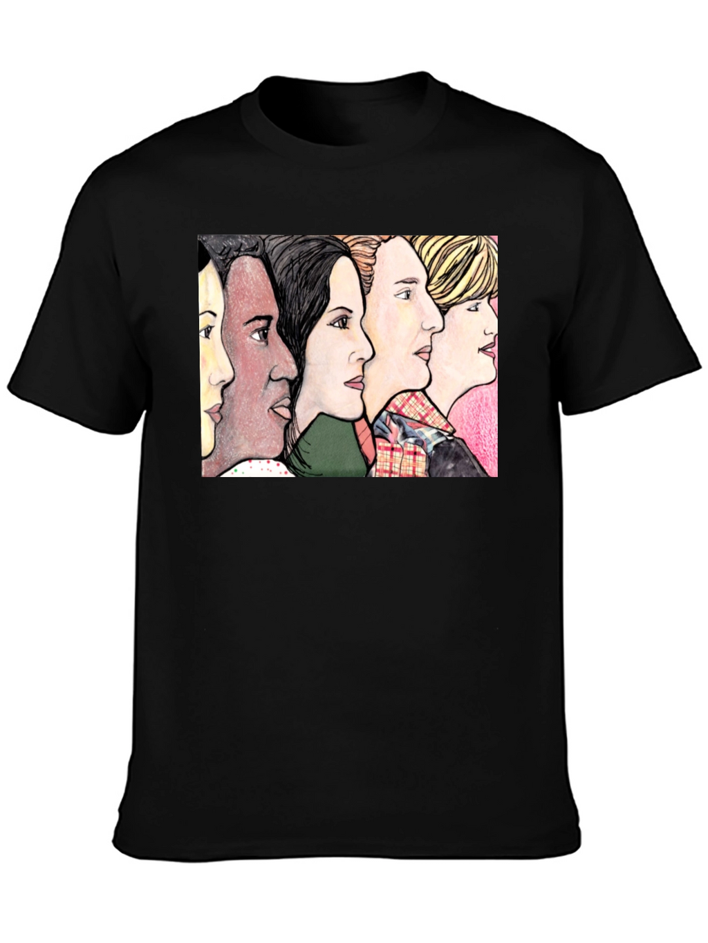 Womens Faces Black T-Shirt