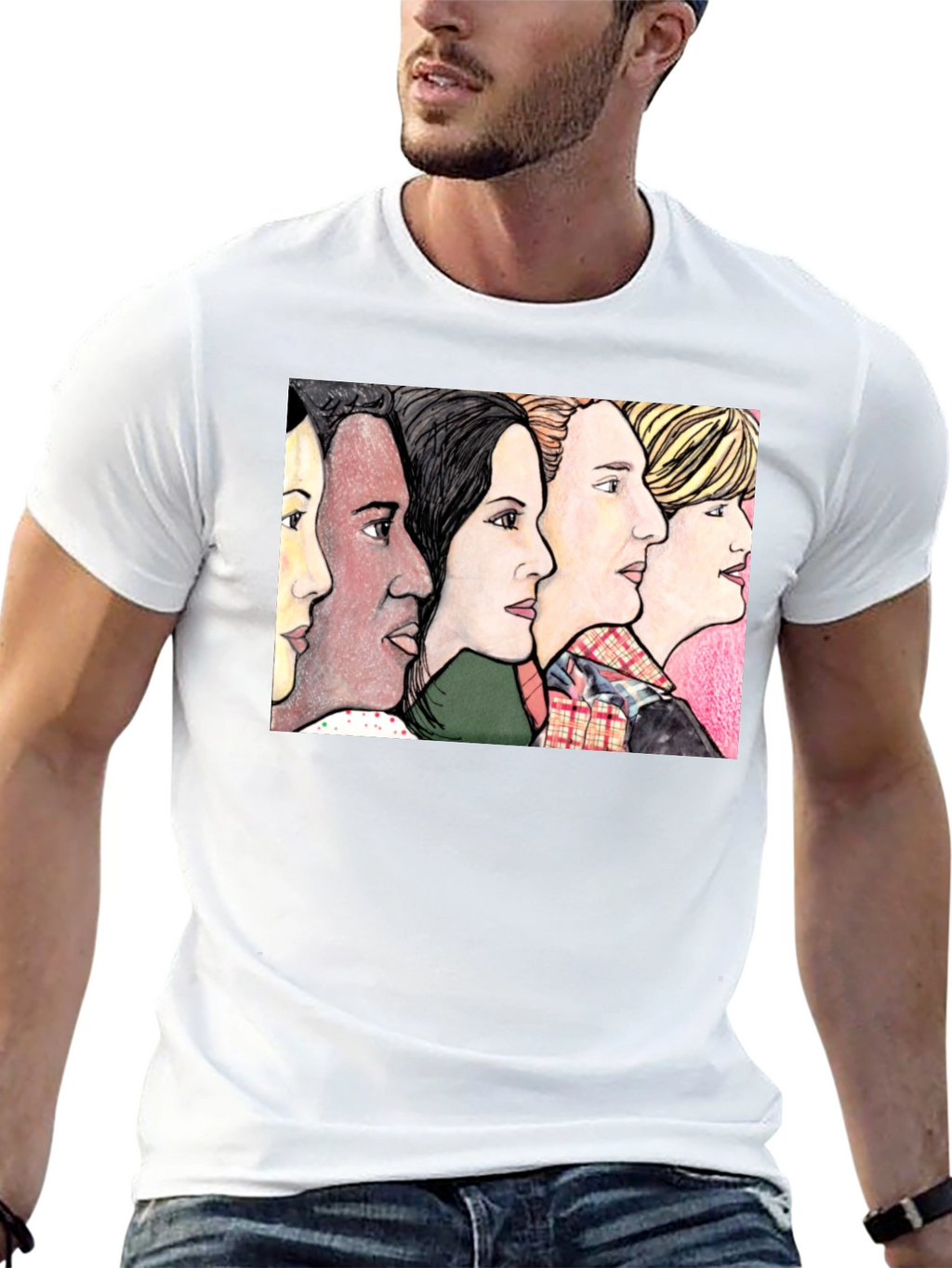 Womens Faces Black T-Shirt